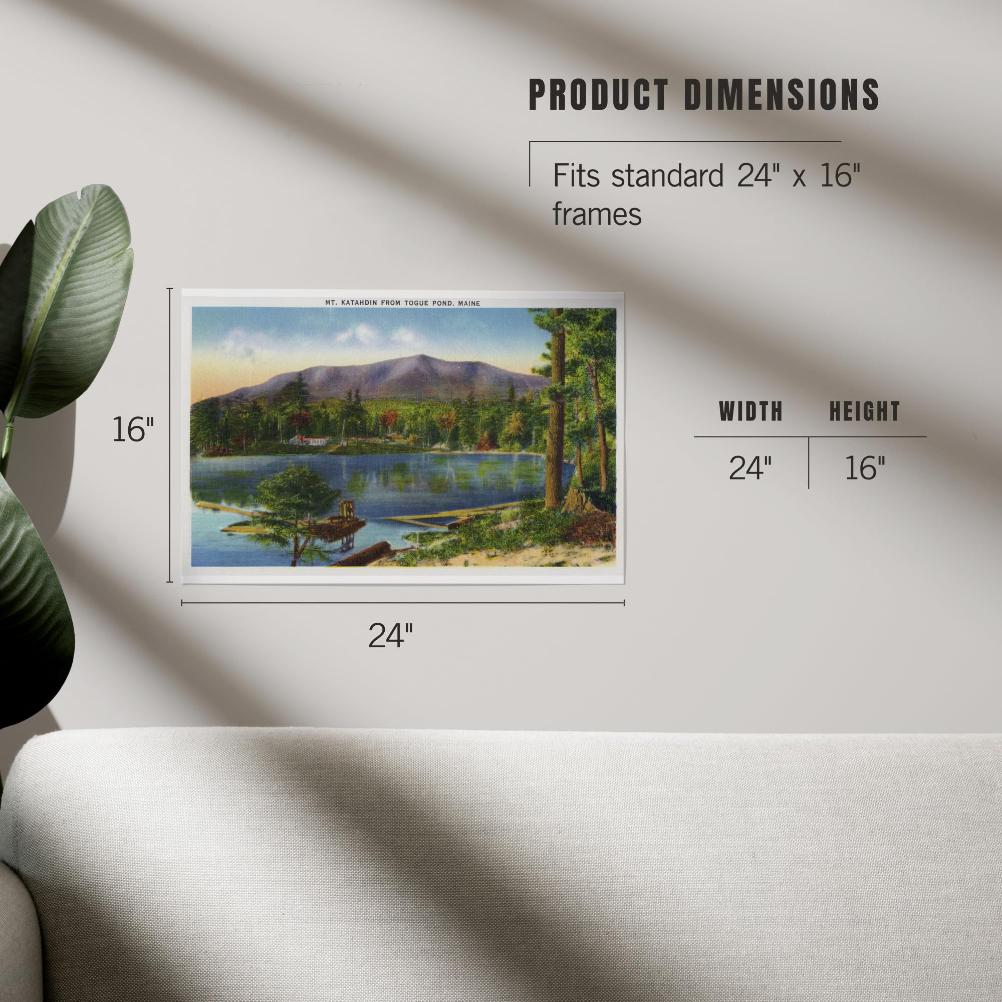 Lantern Press 16x24 Inch Giclee Print - Stunning Togue Pond View of Mount Katahdin, Maine | Premium Wall Art for Living Room, Bedroom & Office Decor