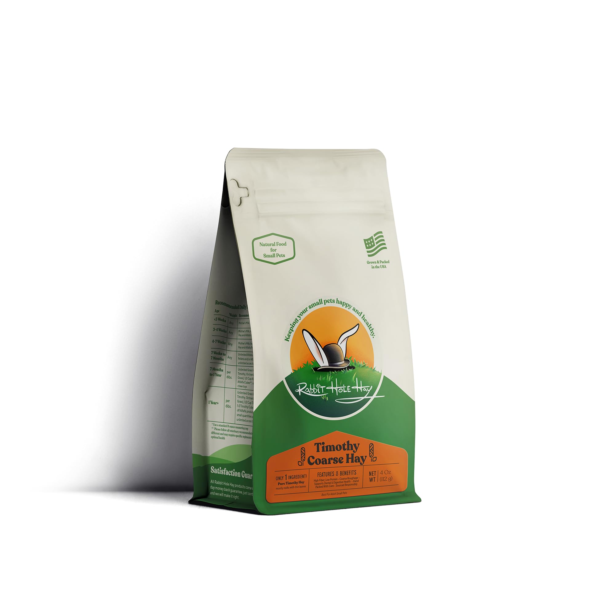 Premium Timothy Hay for Rabbits, Guinea Pigs & Small Pets - 12oz Natural Fiber Food - Hand-Sorted, High Fiber Diet - Perfect for Daily Feeding & Cage Bedding