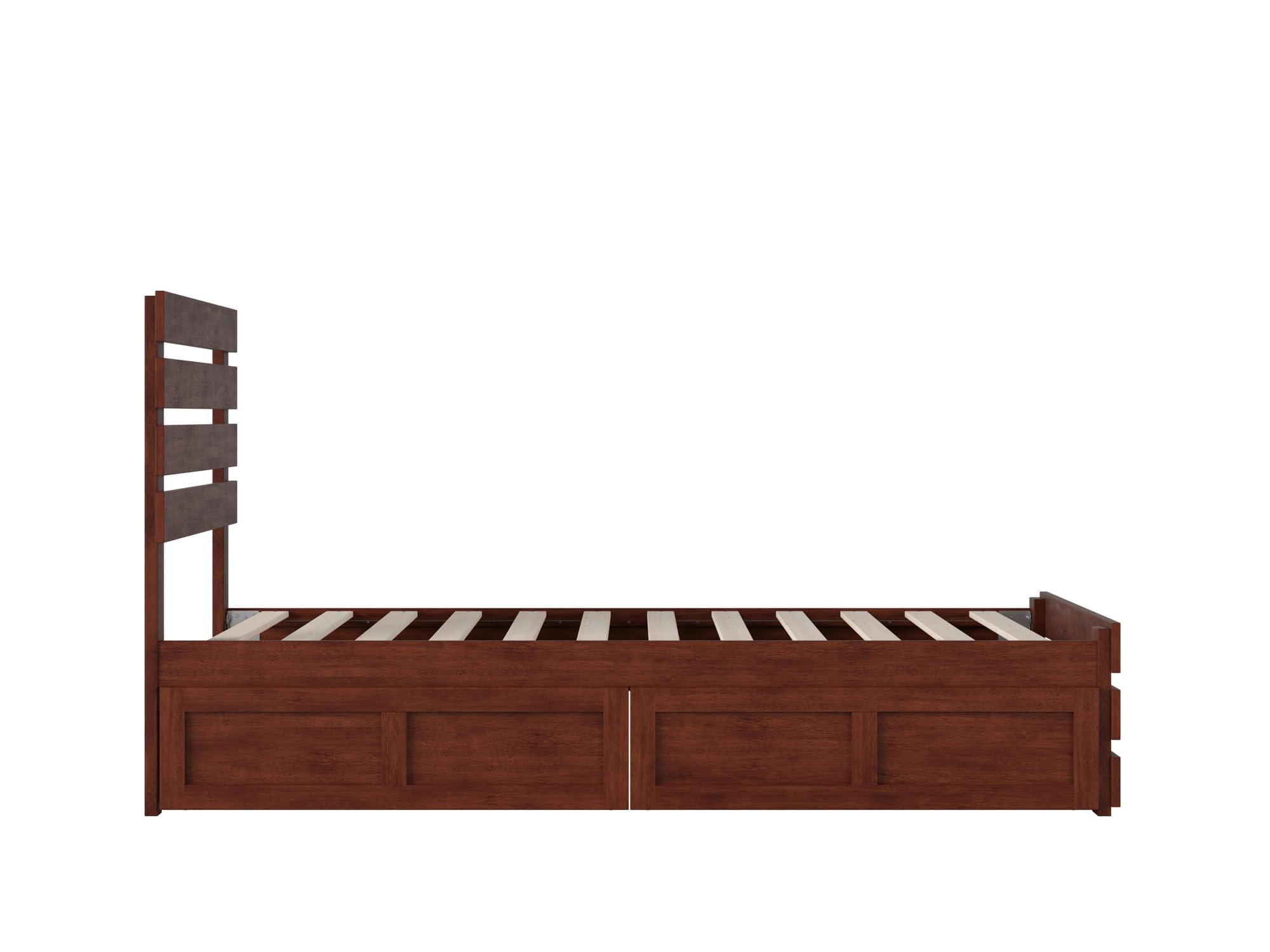 AFI Oxford Twin Bed Frame with Footboard, USB Turbo Charger & 2 Storage Drawers - Walnut Finish for Kids, Teens & Guest Rooms | Space-Saving Bedroom Furniture with Charging Station