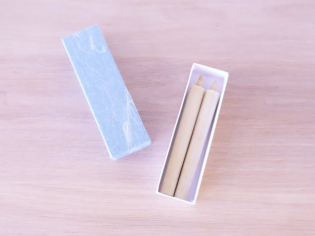 Premium Box of 2 Traditional Japanese Candles - Small 5 Momme Size by Ōmori Warōsoku - Perfect for Meditation, Relaxation & Home Decor