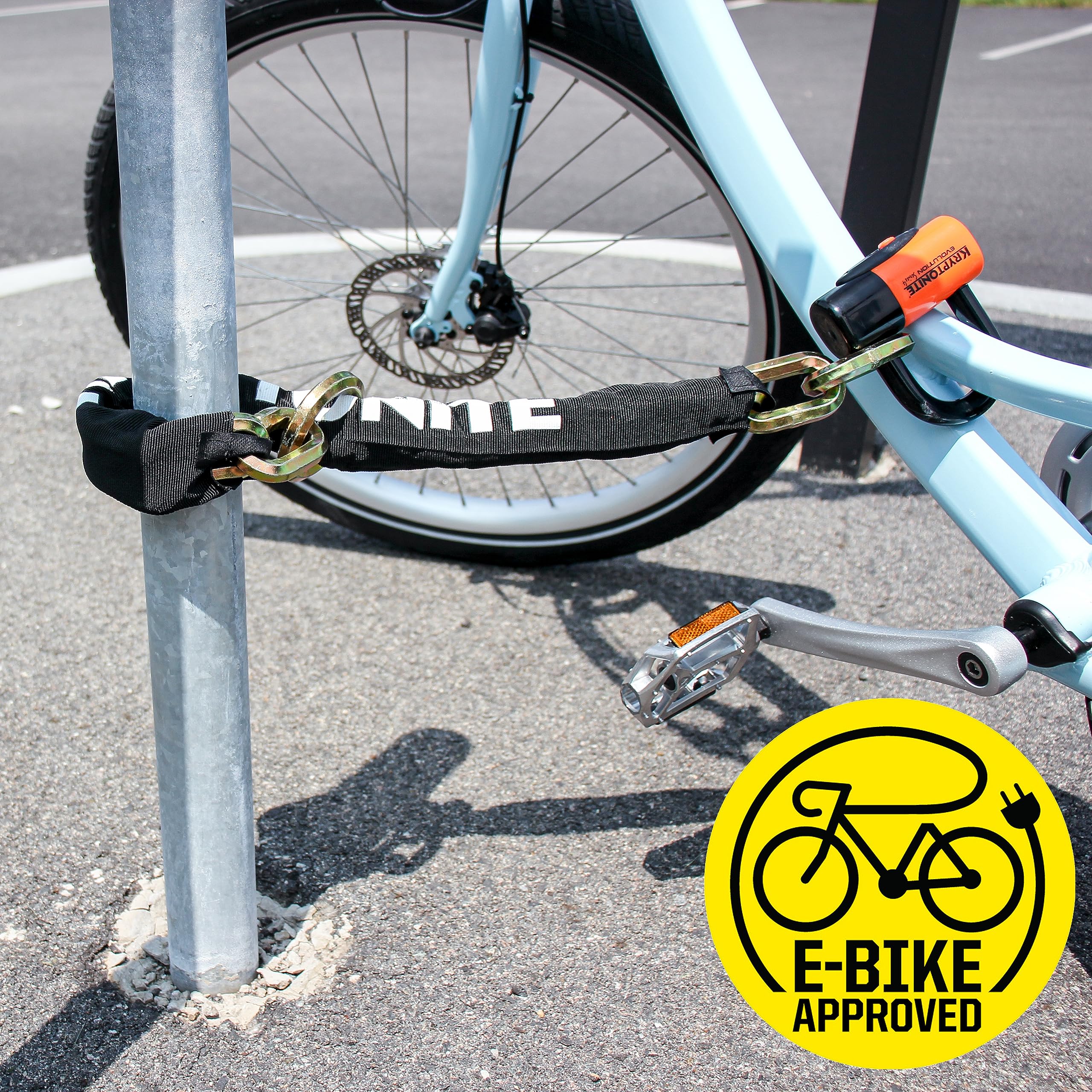 Kryptonite New York 1275 Heavy Duty 2.5 Feet Bike Chain Lock - Sold Secure Gold Rated Anti-Theft Bicycle Lock with Evolution Disc Lock & Keys for E-Bike, Motorcycle, Scooter - Perfect for Urban Commuting & Parking Security