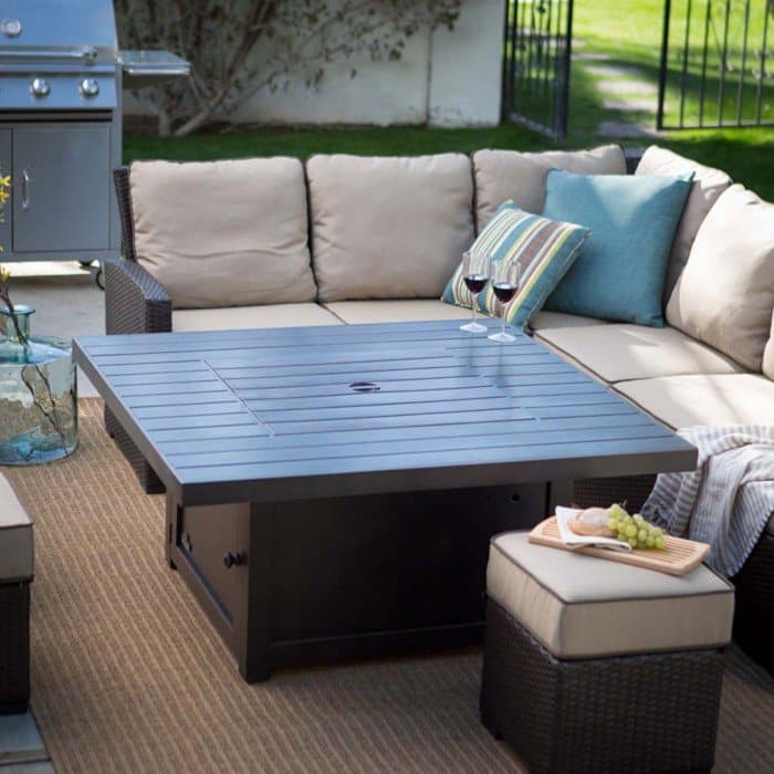 Napoleon St. Tropez Square Patio Flame Table - Outdoor Fire Pit Table for Backyard, Deck, Garden, Poolside & Patio Decor