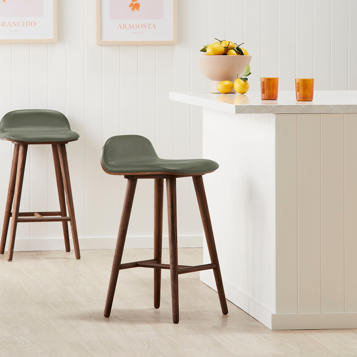 Premium Leather Bar Stool - Adjustable Height Modern Counter Stool with Backrest - Perfect for Kitchen Island, Home Bar & Dining Room Decor