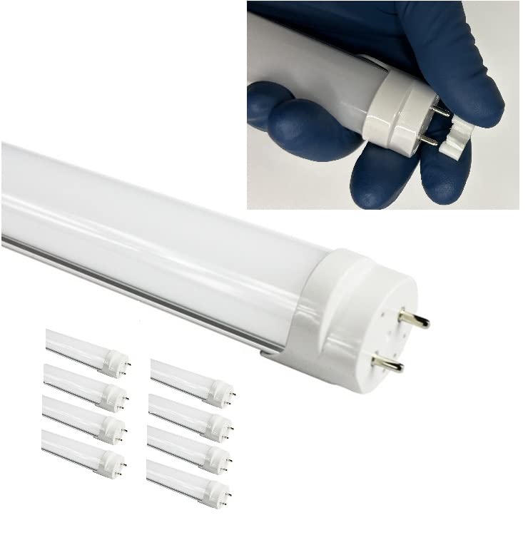 (8-Pack) 4FT 48-Inch T8 LED Tube Light - Type B & Full Spectrum, 18W Dimmable, Cool White 4000-4500K, 95CRI, Frosted Cover - Ideal for Office Lighting, Warehouse, Retail Stores & Home Garage