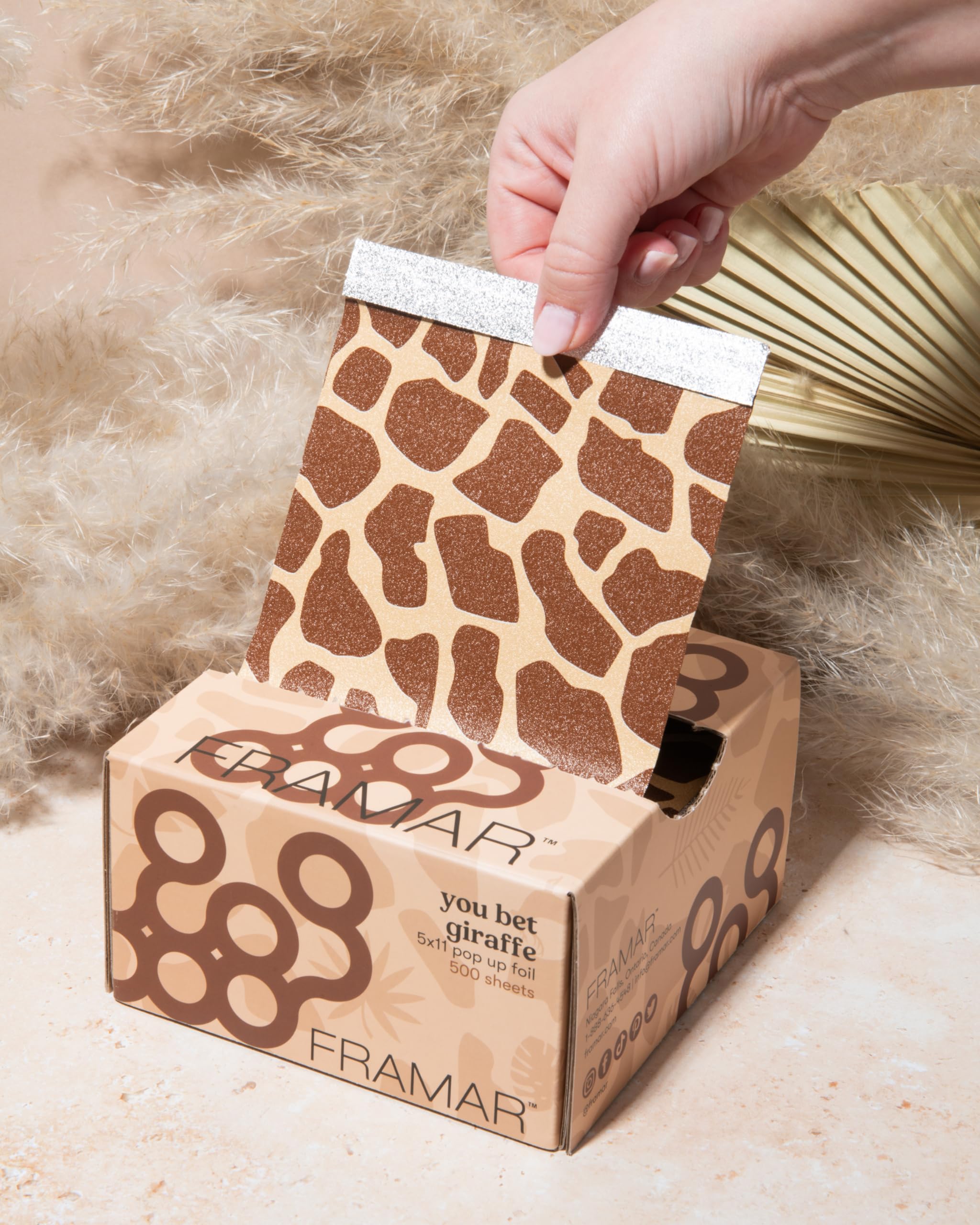 Framar Giraffe Hair Foils for Highlighting - 500 Non-Slip Aluminum Foil Sheets for Salon Stylists | Professional Hair Dye Supplies & Pop-Up Foils | Perfect for Balayage, Ombre & Highlighting Techniques