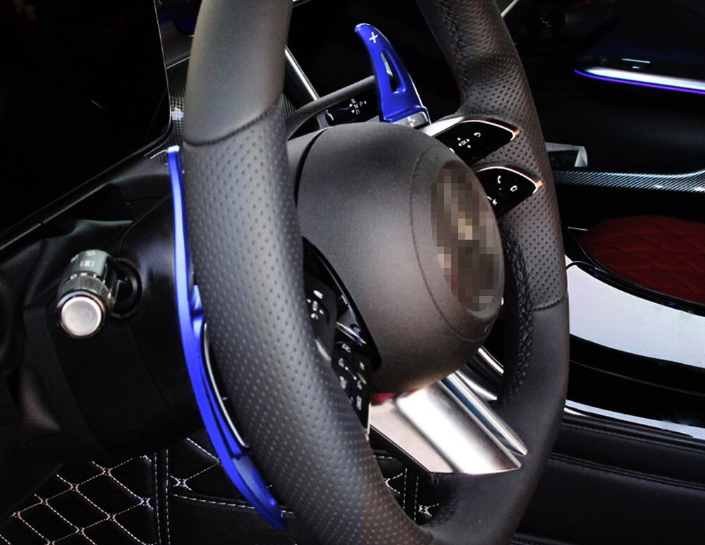 High-Performance Blue Steering Wheel Paddle Shifter Kit for Mercedes-Benz 2022+ C-Class, E-Class, S-Class & EQS - Sports Line Upgrade - Perfect for Racing & Luxury Driving Experience