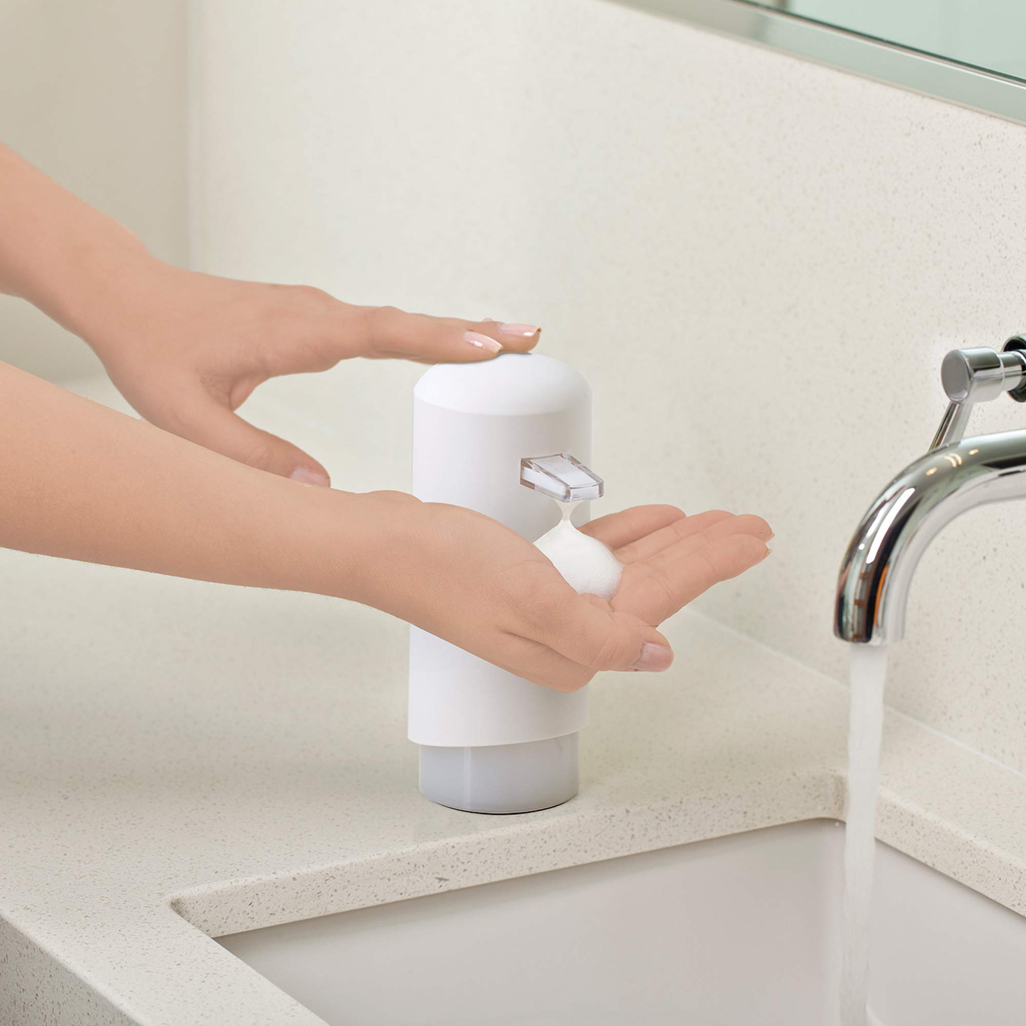 Better Living Products 70250 Matte White Foam Soap Dispenser - Hands-Free Automatic Touchless Foaming Soap Dispenser for Kitchen, Bathroom & Office - Hygienic & Modern Design