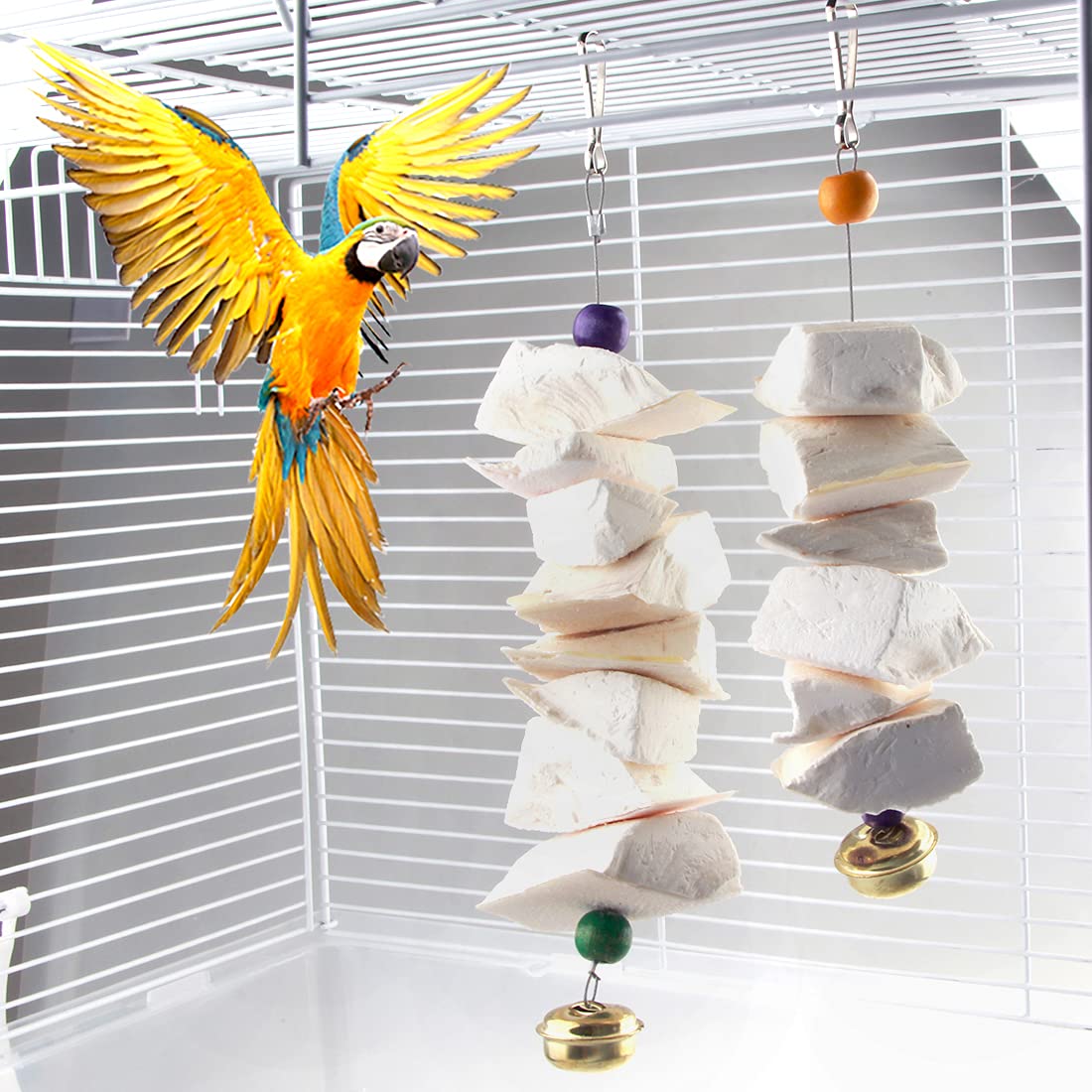 Cuttlefish Bone for Parrots - Natural Chewing Toy, Beak Grinding & Calcium Supplement - Bird Cage Accessories for Parakeets, Cockatiels & Small Birds (Set-A) - Perfect for Cage Enrichment & Healthy Beak Maintenance