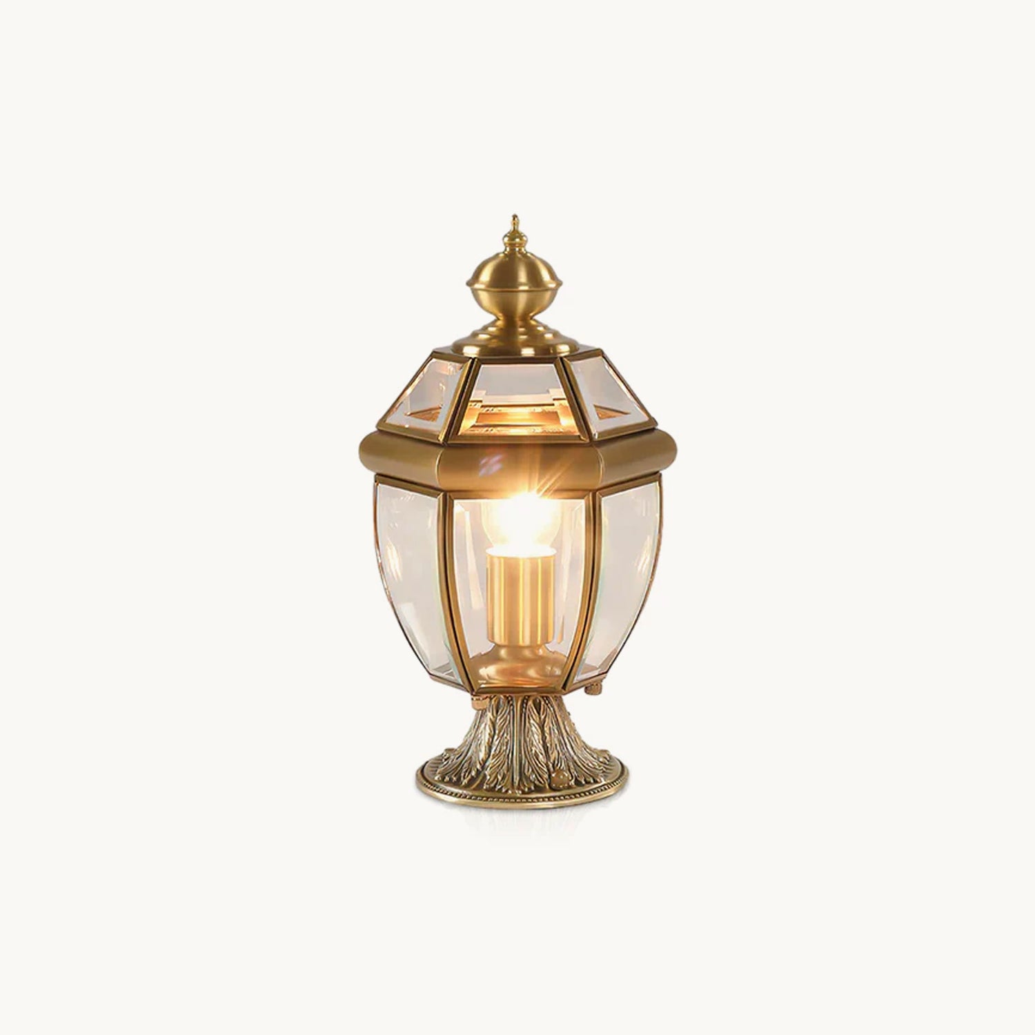 European Brass Garden Table Lamp - Vintage Outdoor Lighting for Patio, Garden & Porch Decor - Elegant & Durable Brass Finish
