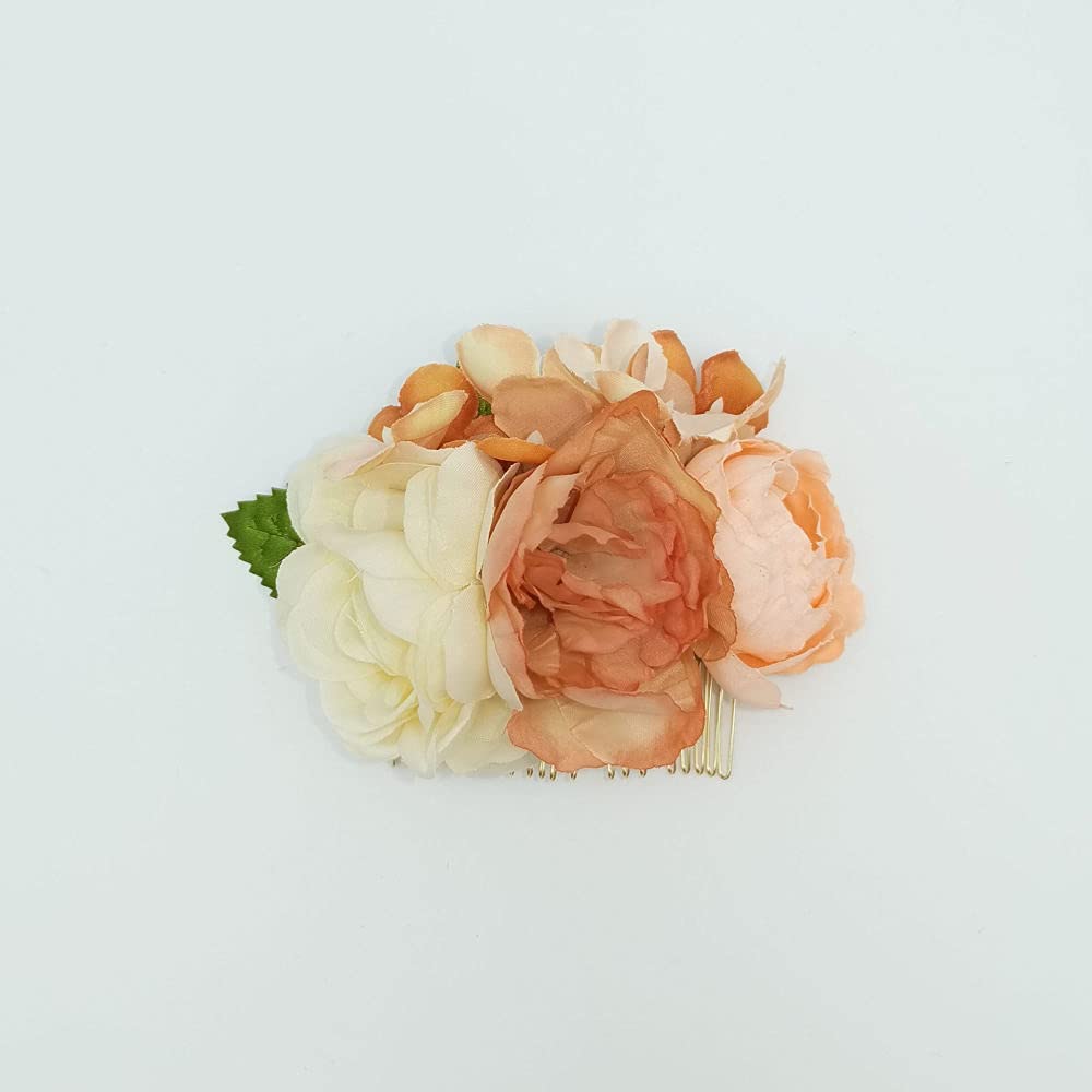 Elegant Japanese Kimono Hair Clips - Fashionable Flower Hair Barrettes for Women, Comb Style Hair Pins in Orange | Perfect for Weddings, Cosplay, and Traditional Outfits