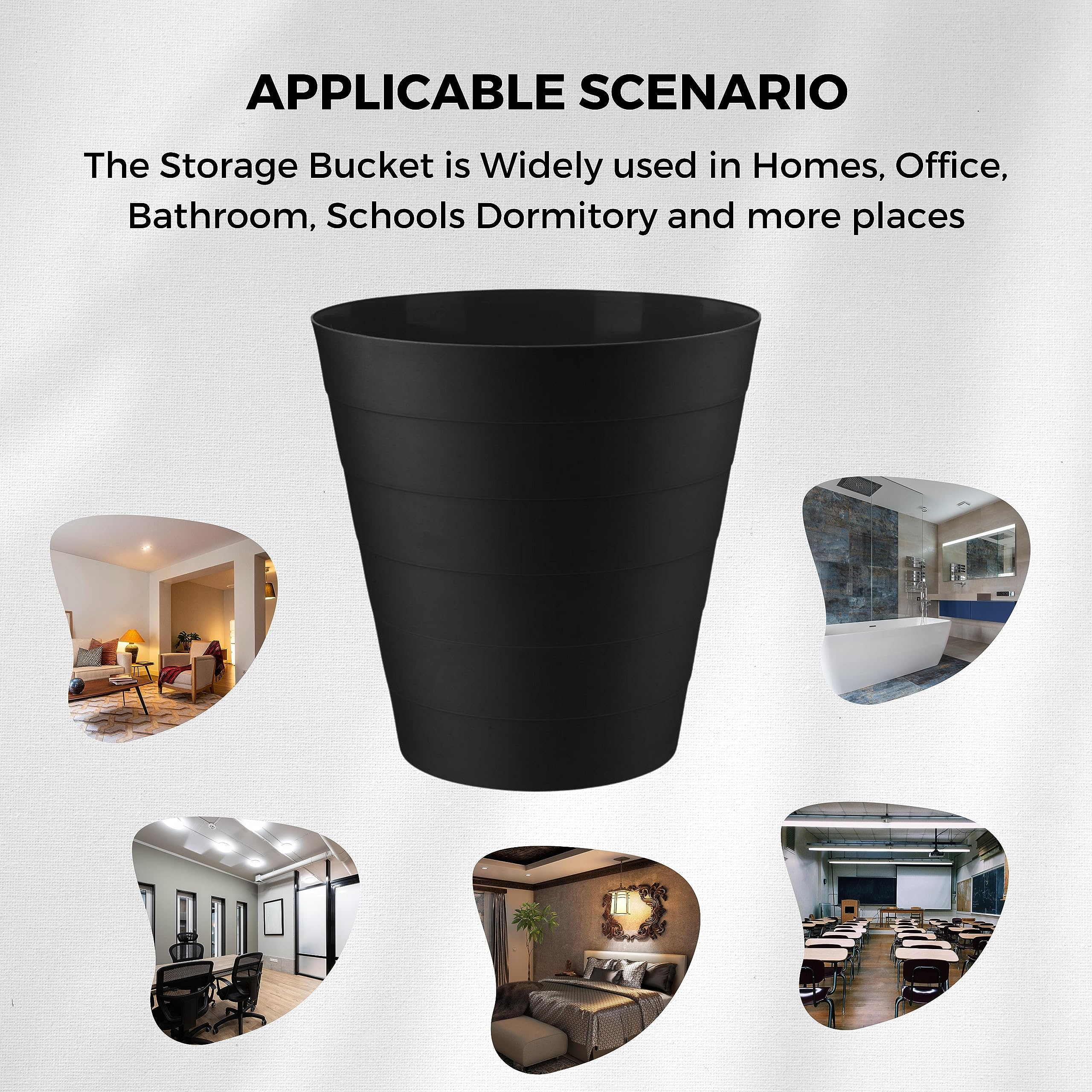 Homeshopa 6L Round Plastic Waste Paper Bin - Lightweight Trash Can for Kitchen, Bedroom, Bathroom & Outdoor - Open-Top Design Garbage Container Dustbin (Black) | Perfect for Home, Office & Commercial Spaces