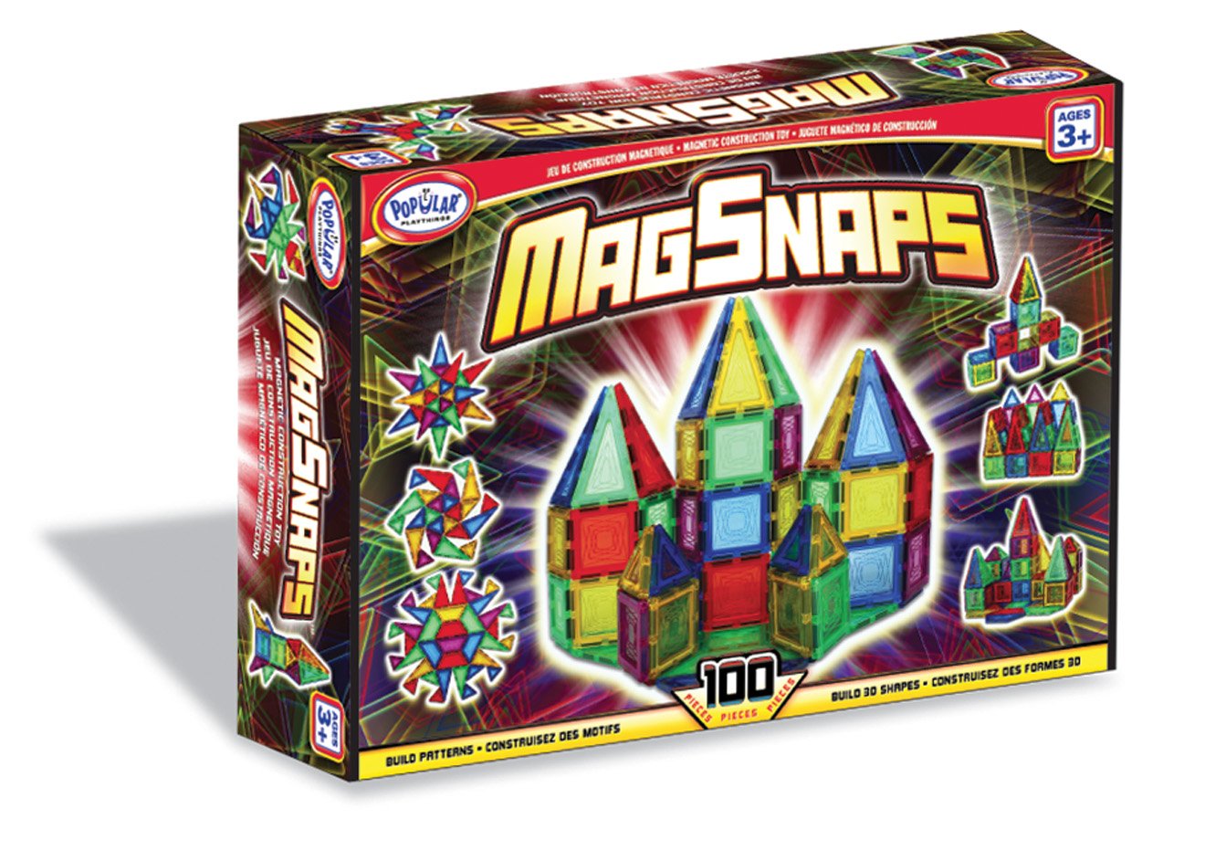 MagSnaps Magnetic Building Blocks - 100 Piece STEM Educational Construction Toy for Kids, Perfect for Creative Play & Learning at Home or School