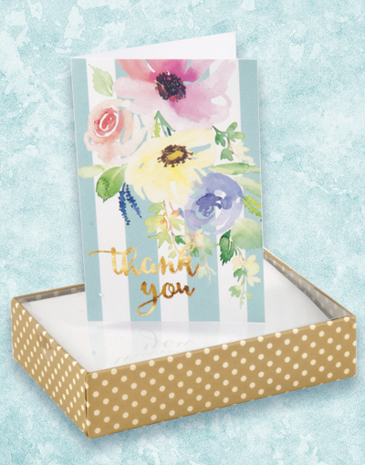 Floral Stripe Thank You Cards - Elegant Greeting Cards for Appreciation Gifts, Wedding Favors, and Special Occasions