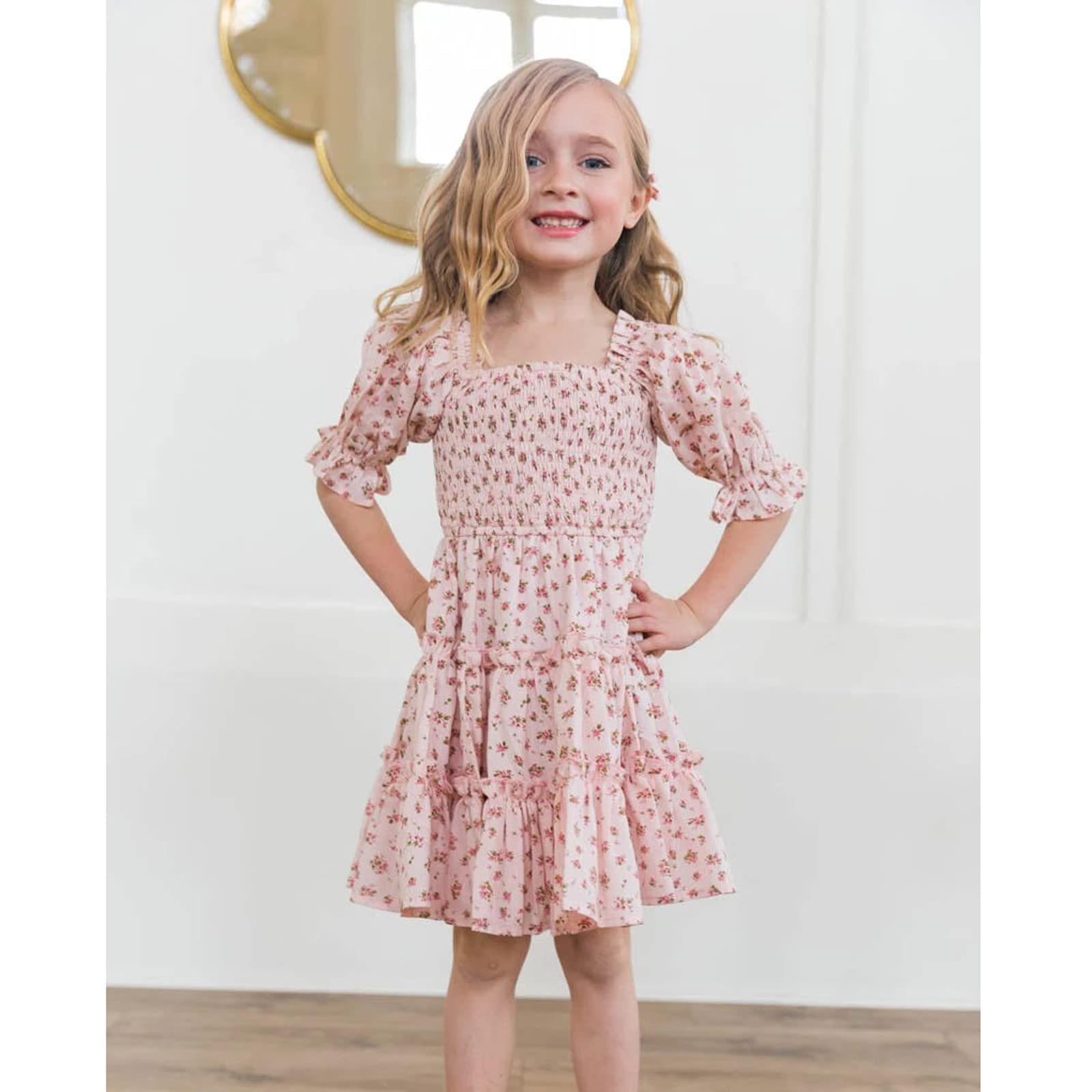 Girls Summer Floral Backless Princess Dress - Short Sleeve Ruffle Casual Outfit for Toddler & Baby | Perfect for Birthday Parties, Beach Vacations & Photo Shoots