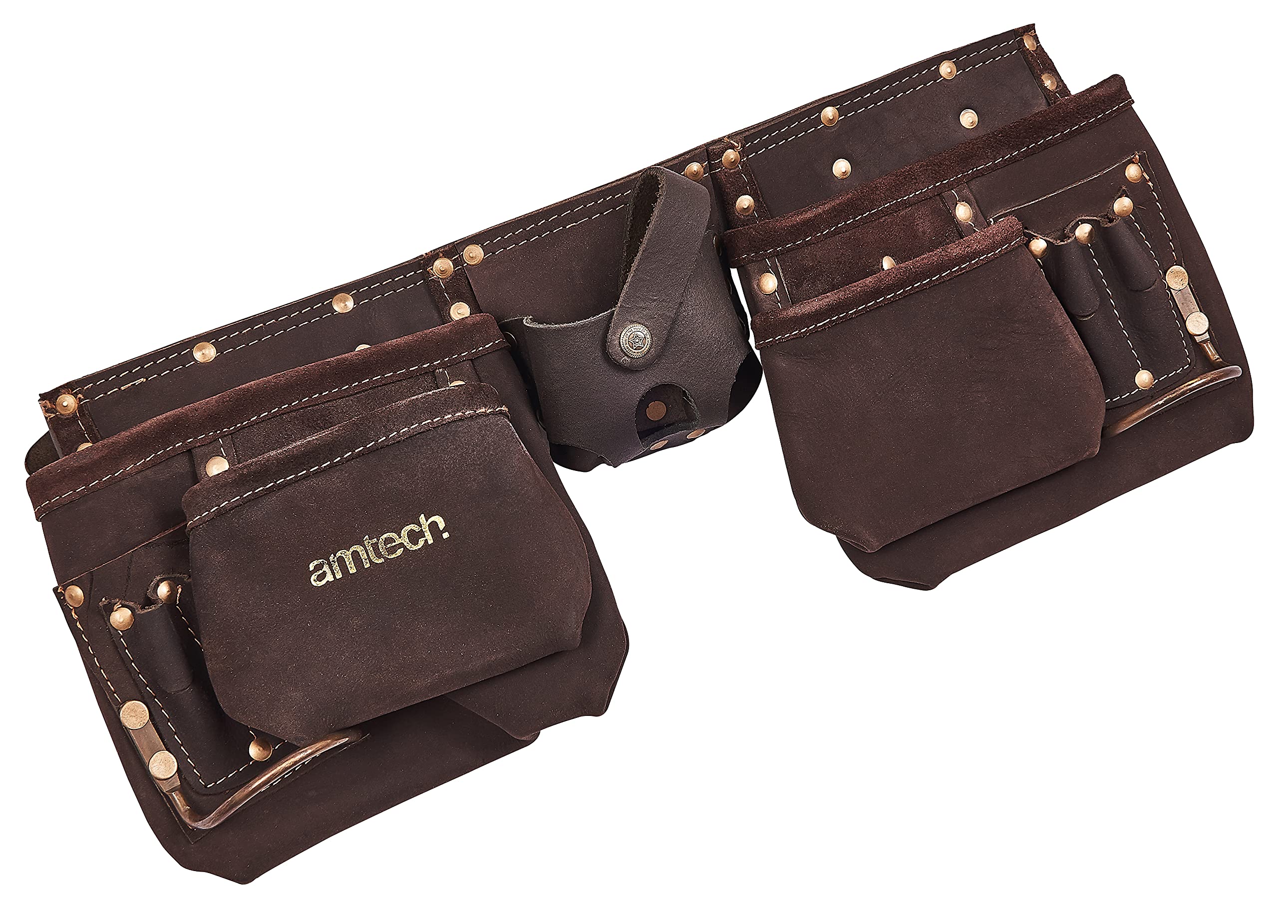 12-Pocket Heavy Duty Leather Tool Belt for Construction, Carpentry & DIY Projects - Durable Work Belt with Multiple Pockets for Tools & Accessories