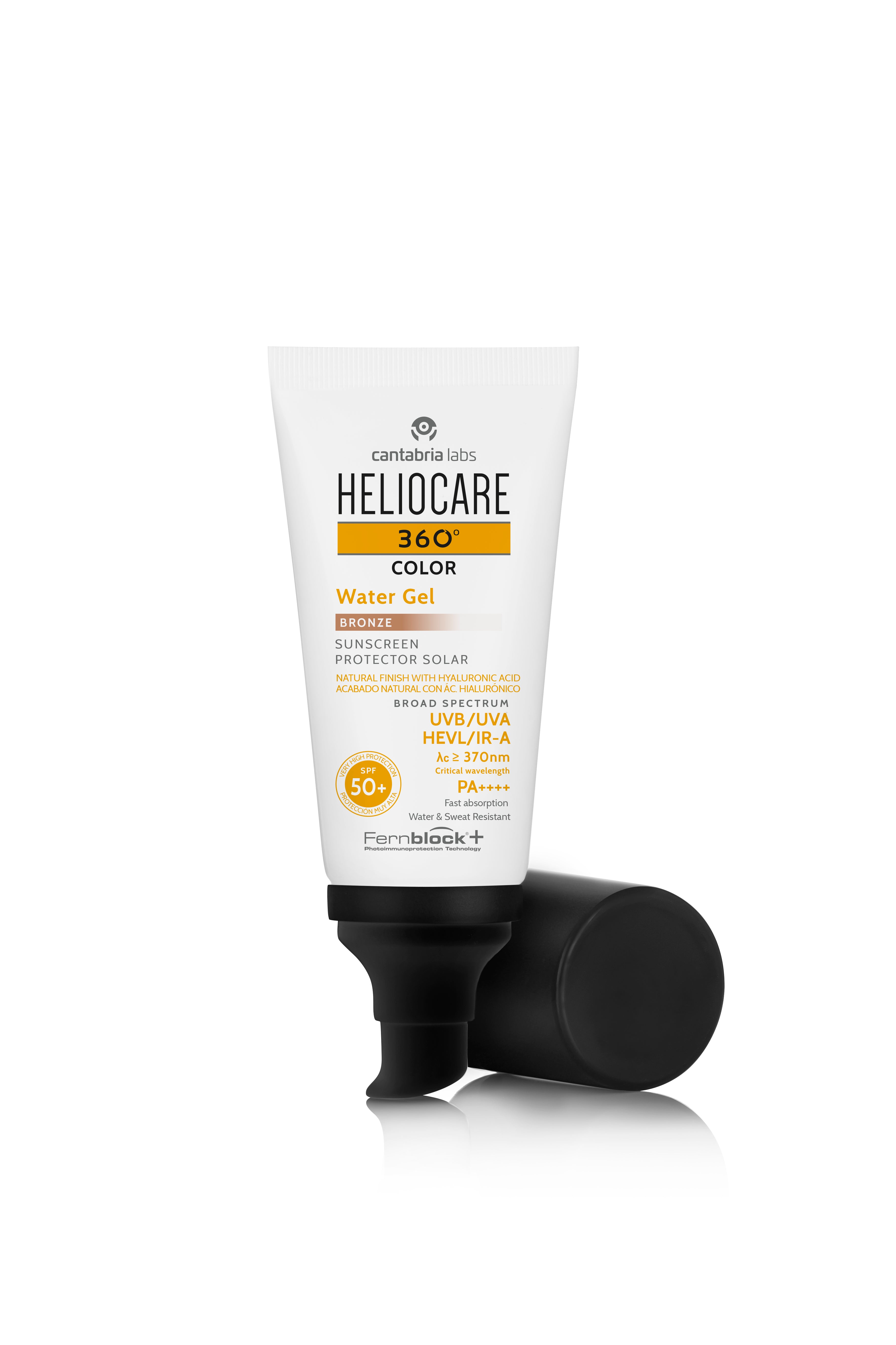 Heliocare 360° Color Water Gel Bronze SPF50+ Sunscreen - Lightweight Tinted Moisturizer with Broad Spectrum Protection for Face & Body | Perfect for Beach, Outdoor Activities & Daily Wear