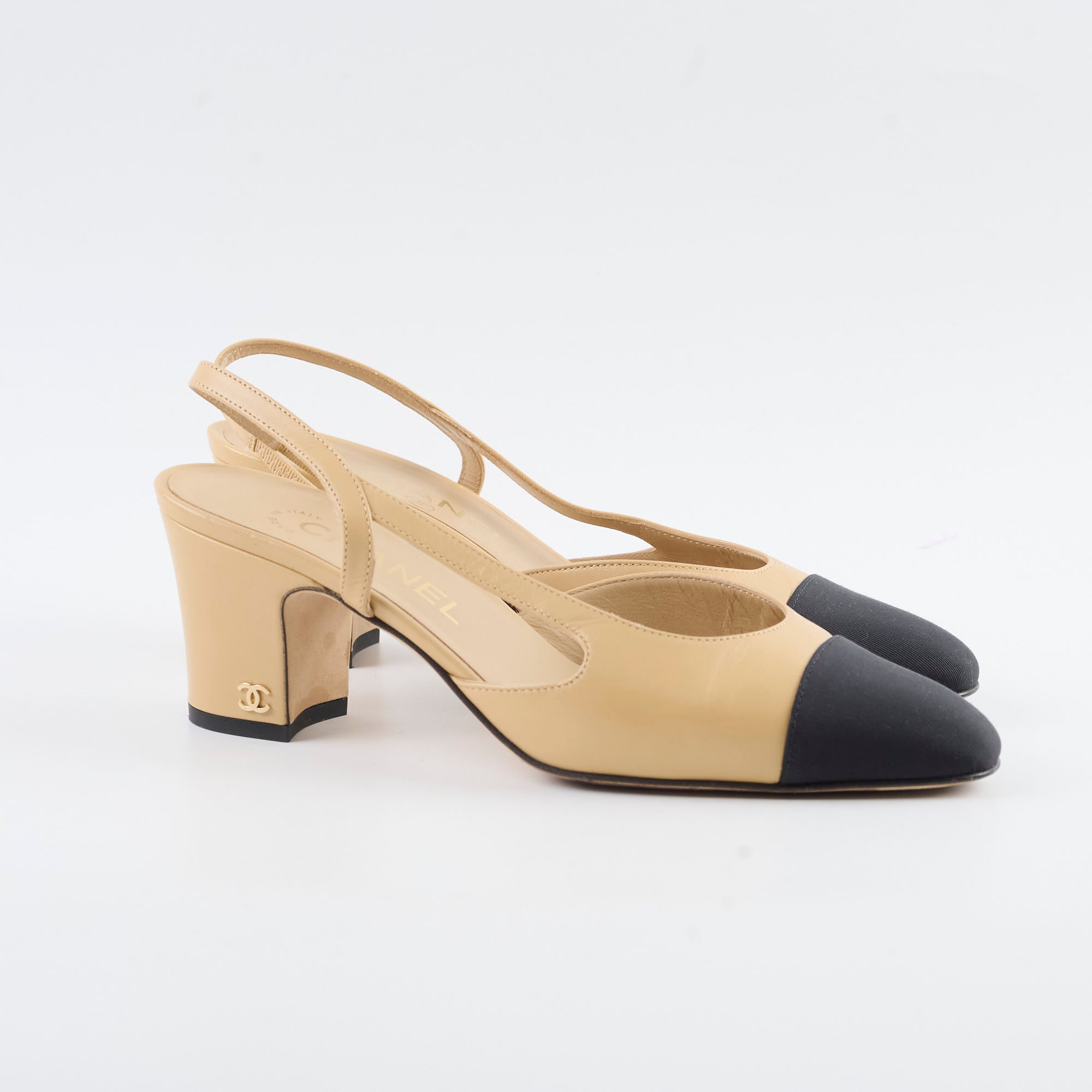 Chanel Beige Slingback Pumps Size 37.5 - Classic Heels for Women | Perfect for Office, Wedding & Evening Events