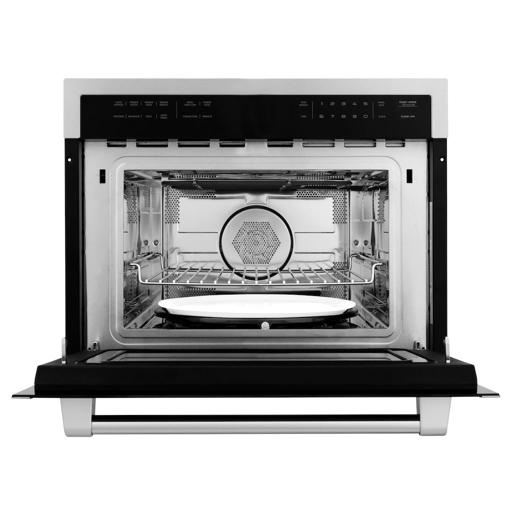 ZLINE 24 Inch Stainless Steel Built-In Convection Microwave Oven with Speed & Sensor Cooking - Perfect for Modern Kitchens, Fast Meals & Smart Cooking (MWO 24)