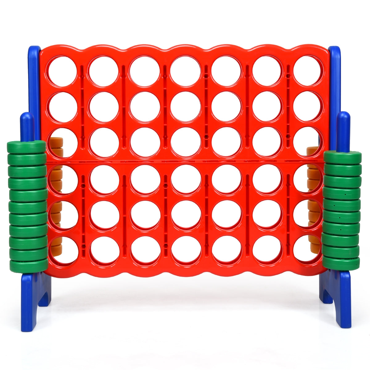 Jumbo 4 to Score Giant Connect 4 Game Set - 42 Large Plastic Rings with Quick Release Slider - Blue - Fun Family Board Game for Indoor & Outdoor Parties, Backyard, Beach, and Camping Activities