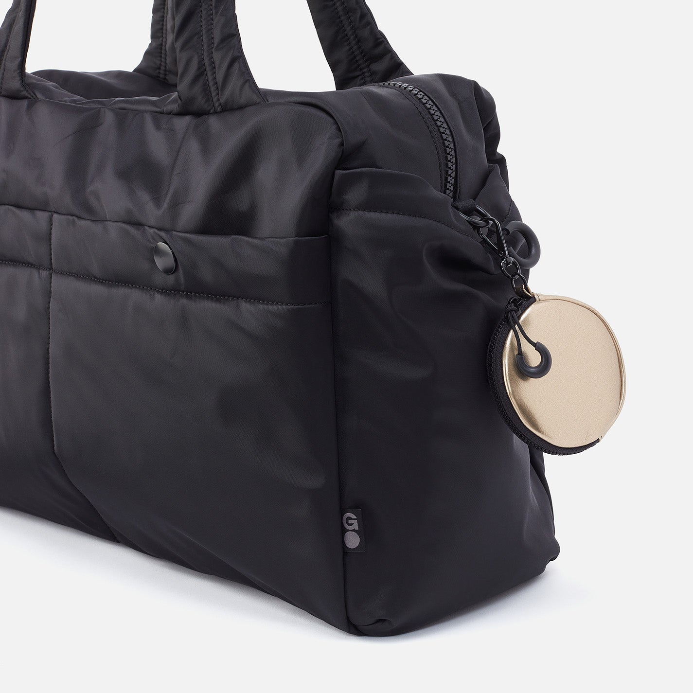 TAG ALONG EverShine Nylon Clip-On Bag in Coffee Gold Metallic - Perfect for Travel, Work & Everyday Use