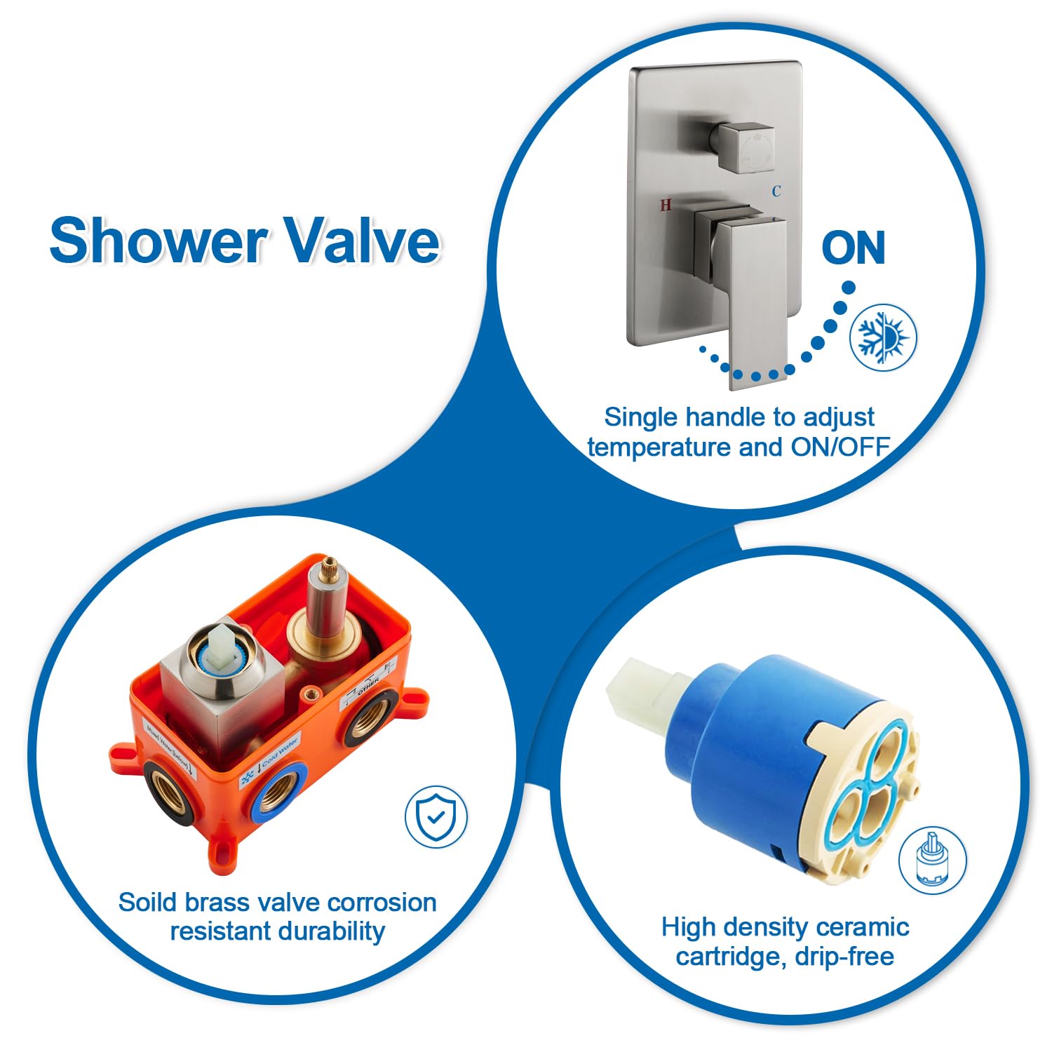 OUGOO 10 Inch Rainfall Shower System with Handheld Sprayer & Tub Spout - Complete Shower Faucet Set with Rough-in Valve & Brushed Nickel Trim Kit - Perfect for Modern Bathroom Renovations & Spa-Like Shower Experience