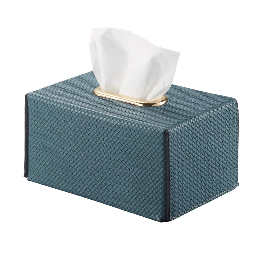 Hand-Woven Tissue Box Cover Holder - 7.67x4.52x3.93 Inch Rectangular Bamboo Organizer for Living Room Bedroom Office | Durable Decorative Storage Solution (Blue Bamboo Woven) - Perfect for Home Decor & Gift Giving