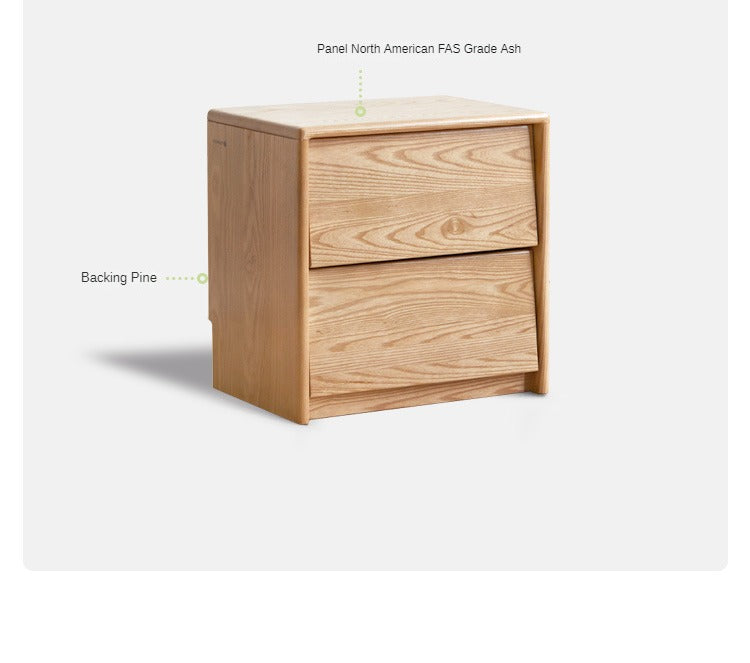 Solid Oak and Ash Wood Nightstand - Sturdy Bedside Table for Bedroom, Living Room, or Guest Room - Perfect for Storage and Decor