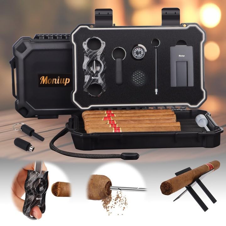 Portable Travel Cigar Humidor Set with Accessories - Perfect for Outdoor & Gifting