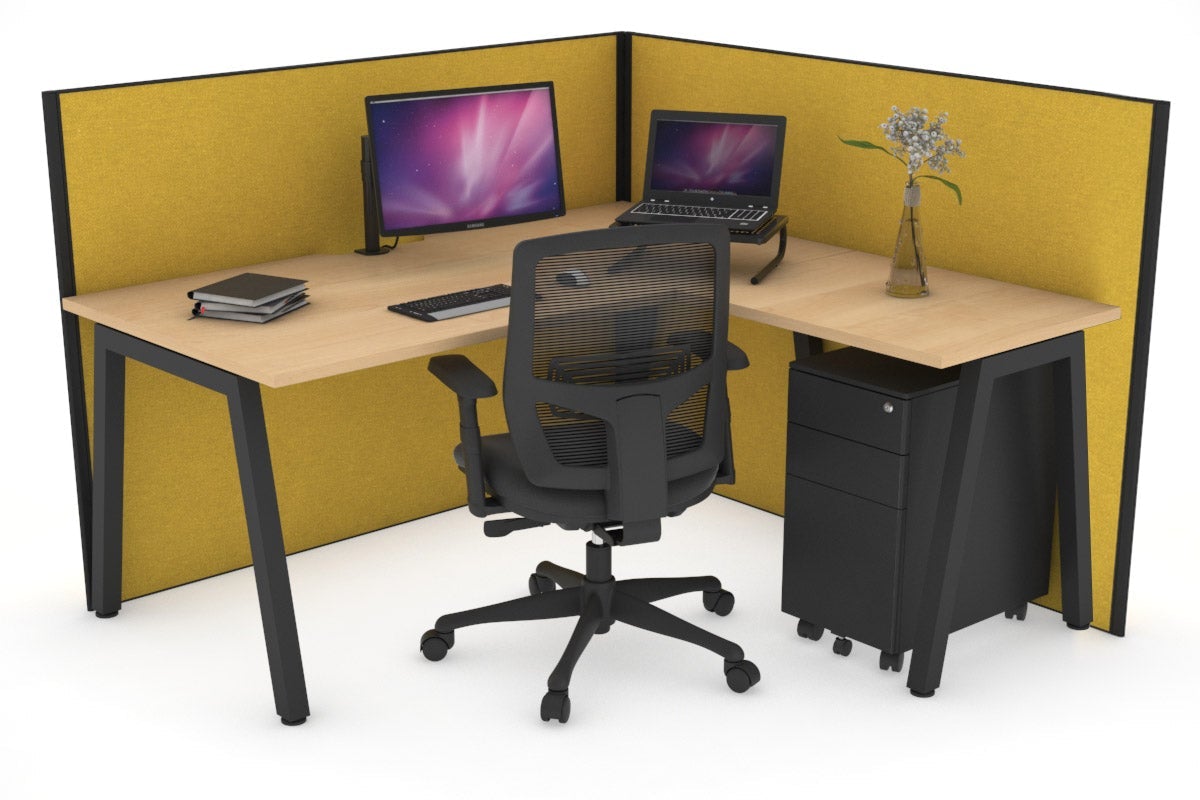 Horizon Quadro A Legs L-Shaped Corner Office Desk - 1800L x 1550W with Cable Management - Perfect for Home Office & Workspace Setup