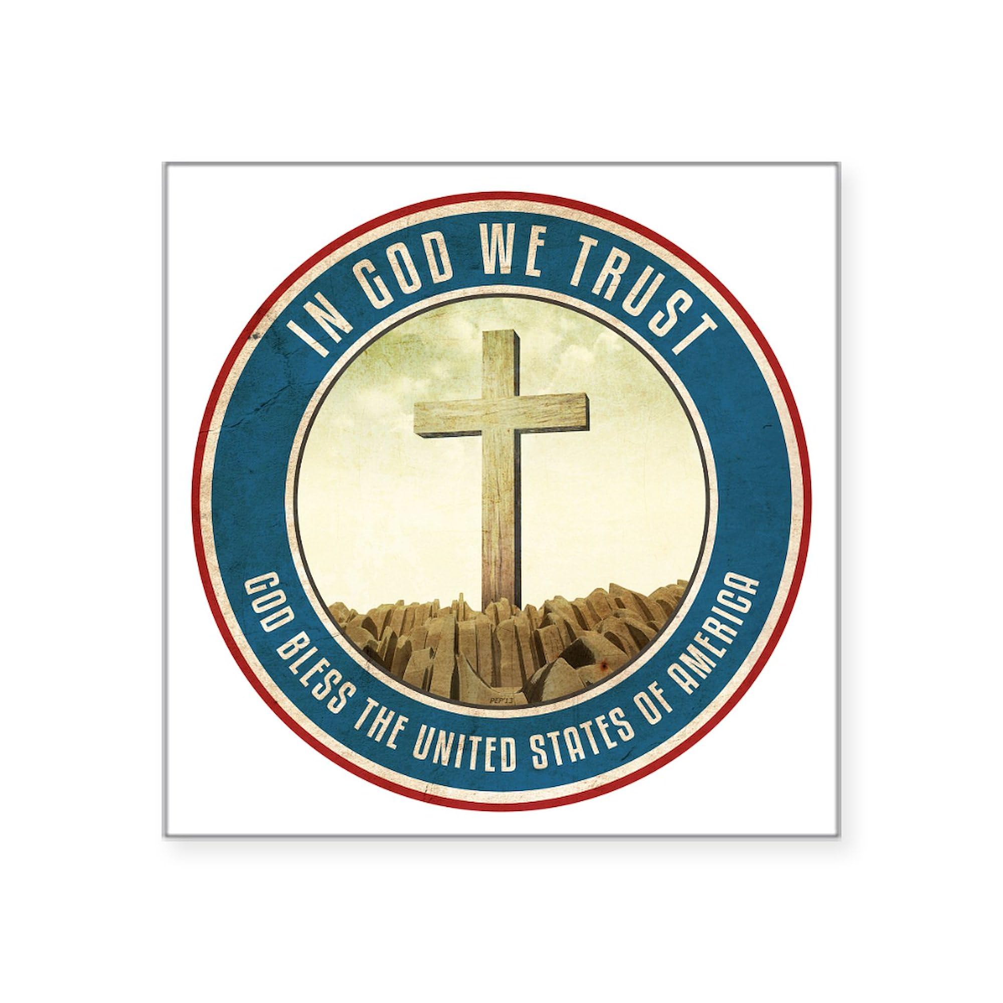 God We Trust 3x3 Inch Square Bumper Sticker - Durable Vinyl Car Decal for Windows & Laptops - Patriotic American Flag Design for Cars, Trucks, Laptops & Water Bottles