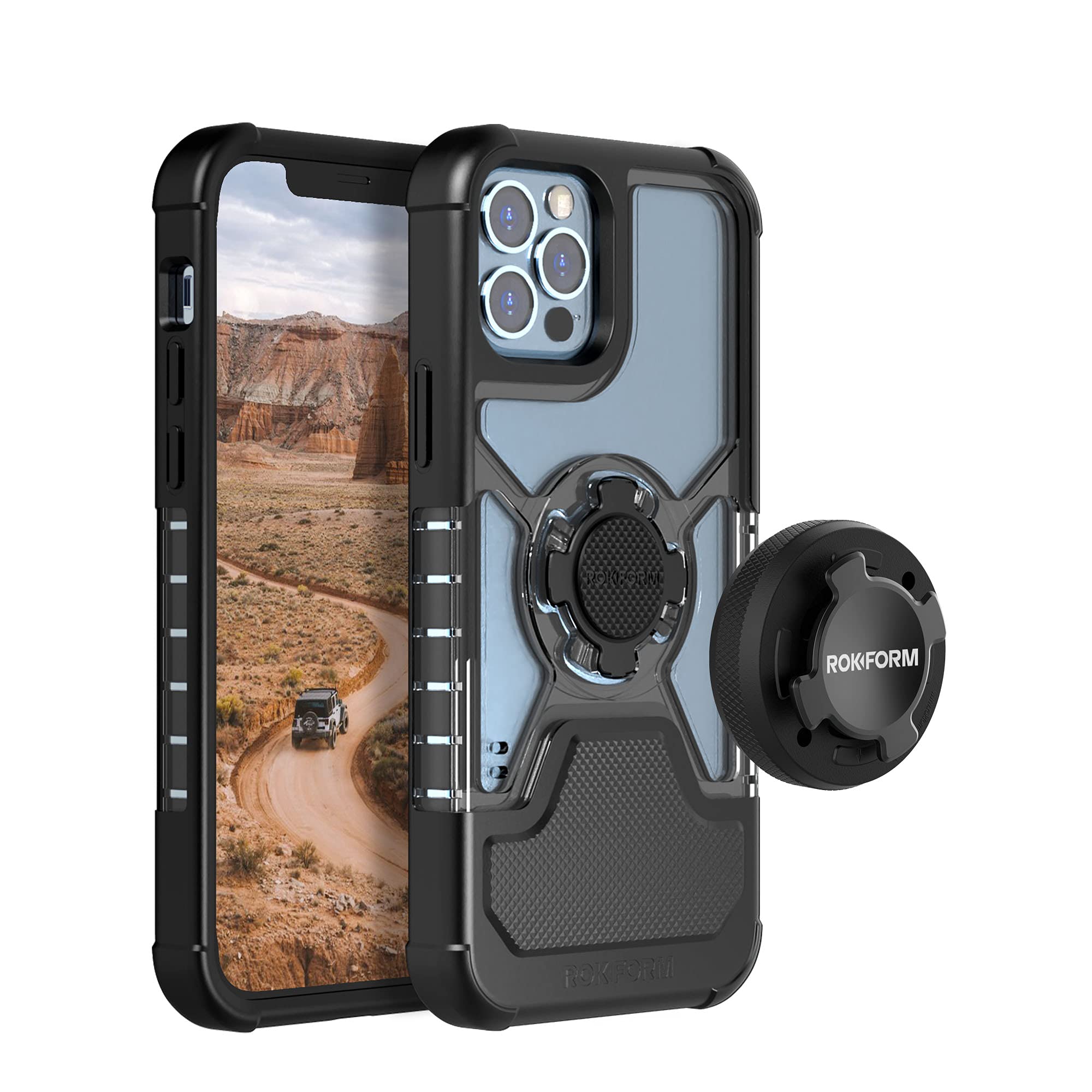 Rokform iPhone 12 & 12 Pro Crystal Case with Aluminum RokLock Mount - Durable Protection & Secure Mounting for Cycling, Driving & Outdoor Adventures
