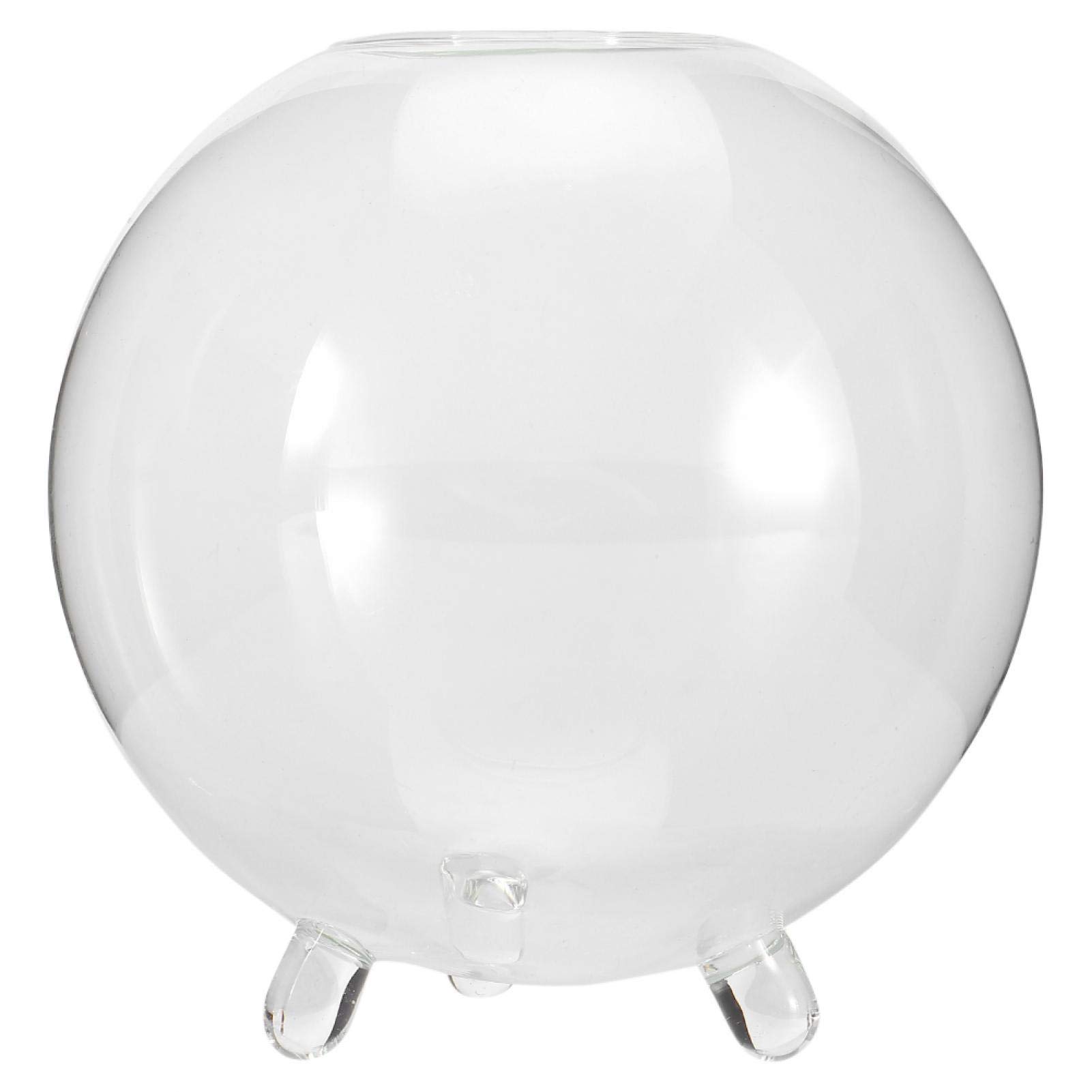 Clear Round Glass Vase - Small Transparent Ball Bud Vase for Flowers, Hydroponic Plants & Terrariums | Elegant Floral Centerpiece for Home Decor, Office Desk & Wedding Arrangements