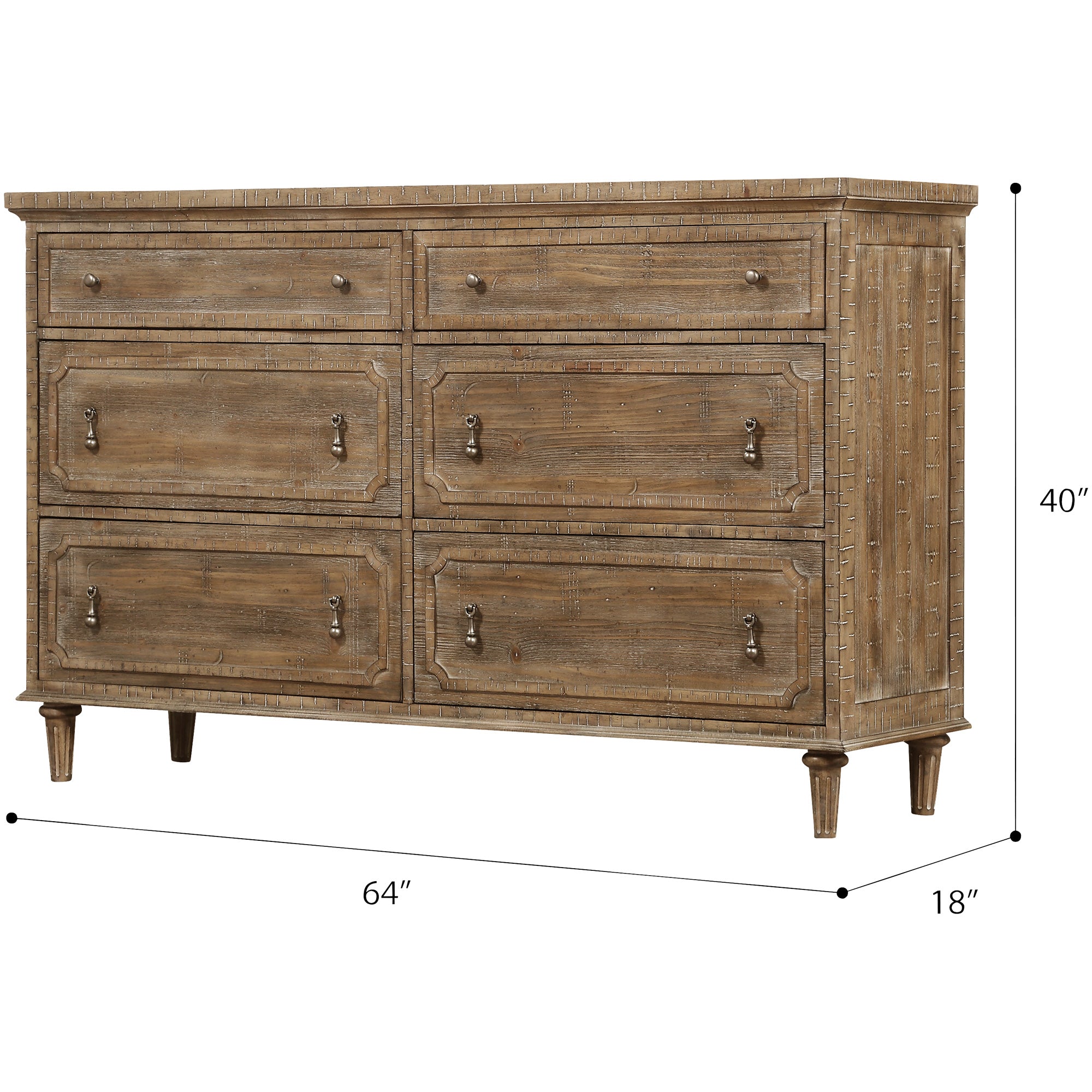 Stylish Marseilles Dresser - Modern 6-Drawer Chest for Bedroom & Living Room Storage | Perfect for Organizing Clothes, Linens & Home Decor