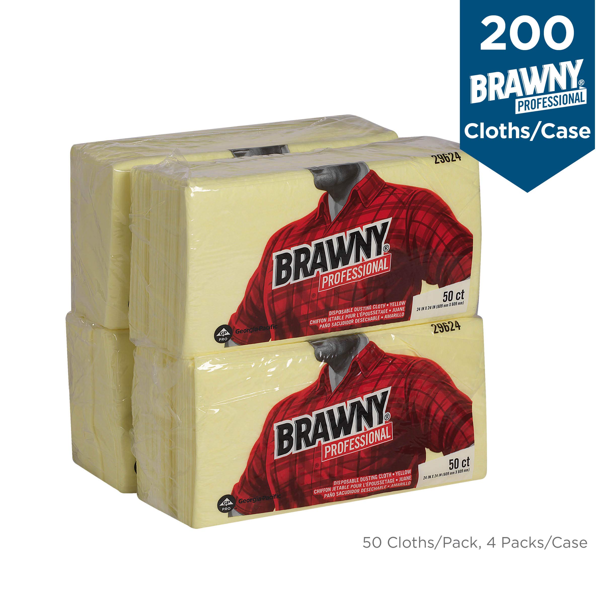 Brawny Yellow Quarter-Fold Disposable Dusting Cloths - 24