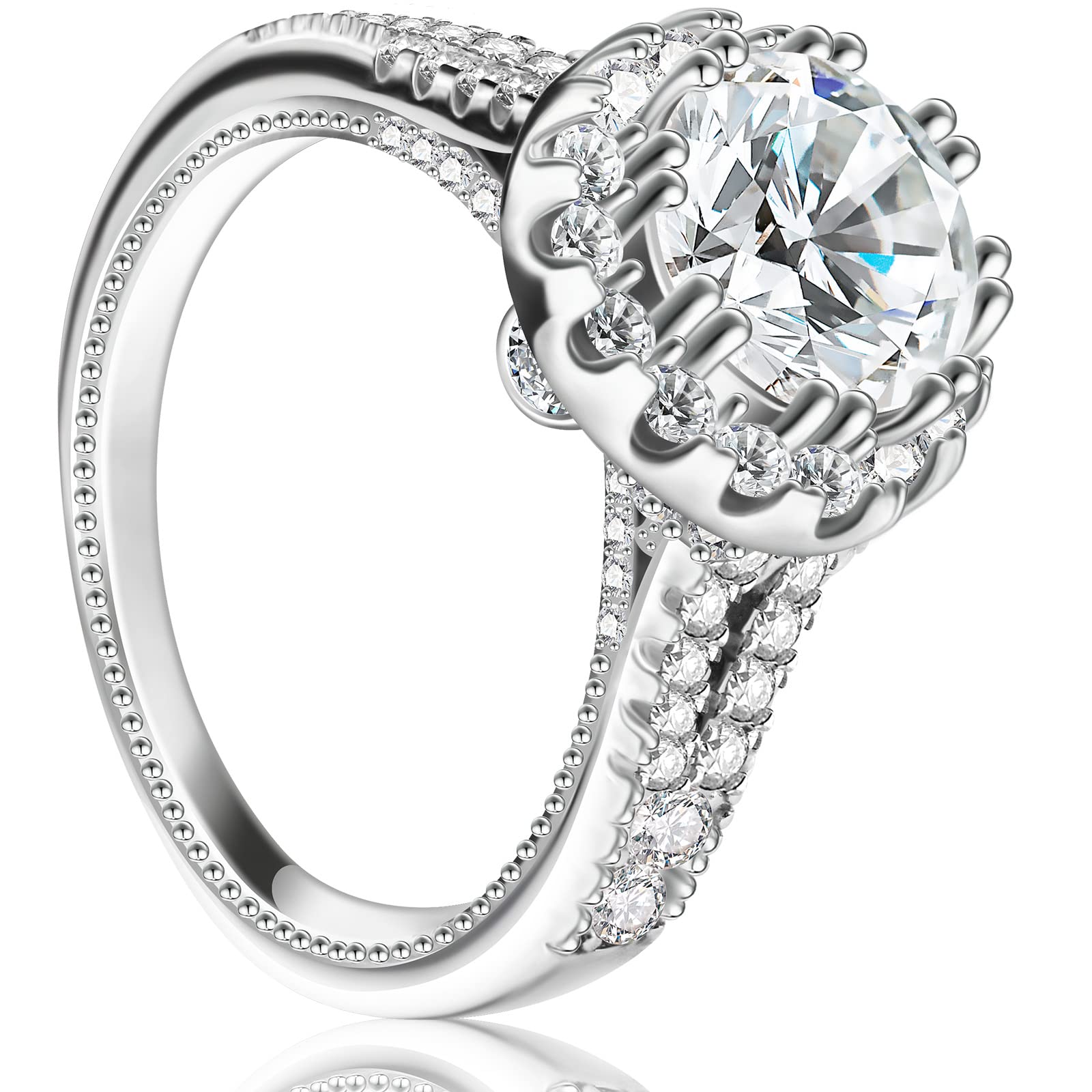 2 Carat Moissanite Engagement Ring for Women - Solitaire Promise Ring in 925 Sterling Silver - Lab Grown Diamond Wedding Band - Perfect Christmas Gift for Mom, Bride & Fiancée - Ideal for Proposals, Anniversaries & Special Occasions