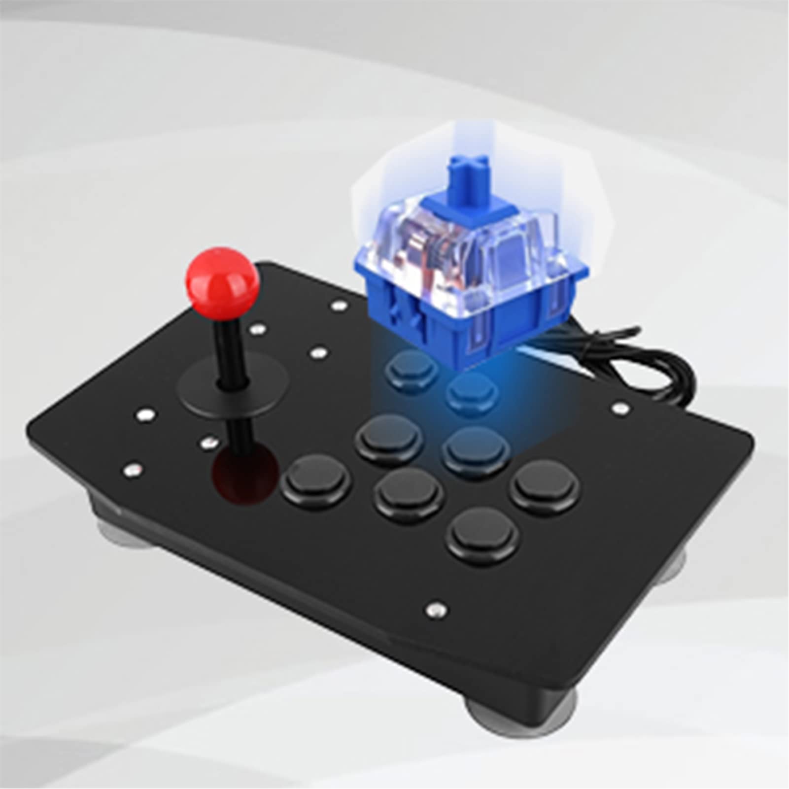 BONKZEBU 8-Key USB Game Joystick Controller - Portable Rocker Gamepad with Anti-Slip Grip for PC/PS4/Xbox Gaming - Durable & Stable for Fighting Games, Racing, and Arcade Style Play