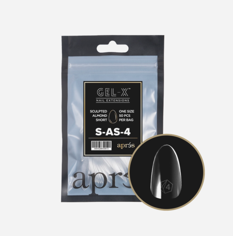 Apres Gel X Refill Tips 2.0 - 50pcs Short Almond Shaped Nail Tips for Professional Salon & DIY Manicure at Home