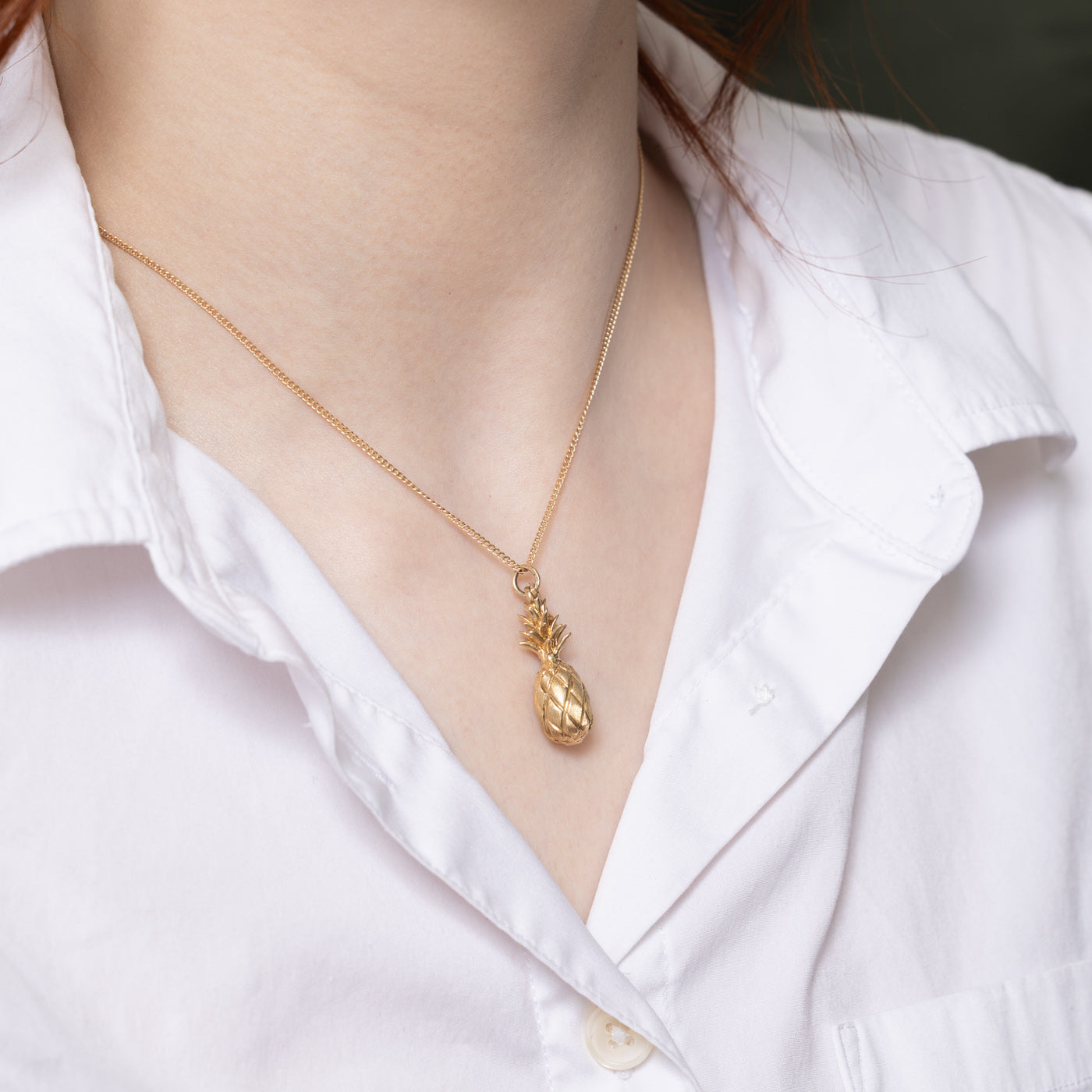 14K Yellow Gold Hawaii Pineapple Charm Pendant - Hawaiian Jewelry for Women - Perfect for Beach Vacations, Summer Parties & Tropical Gifts
