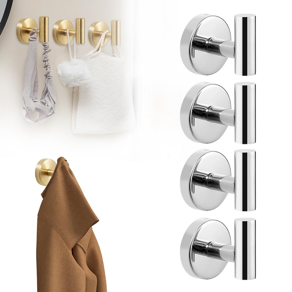 2024 New Suction Cup Hooks - Heavy Duty No Drill Bathroom & Shower Hooks, 4-Pack Silver Window Suction Hooks for Hanging Towels, Plants & Decor - Perfect for Home, Kitchen & RV Organization