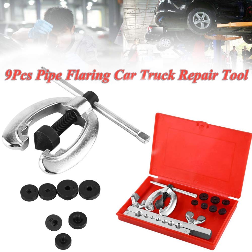9PCS Flaring Tool Kit with Clamp Spreader Dies - Professional Pipe Flaring & Tube Repair Set for Automotive, HVAC & Plumbing Projects