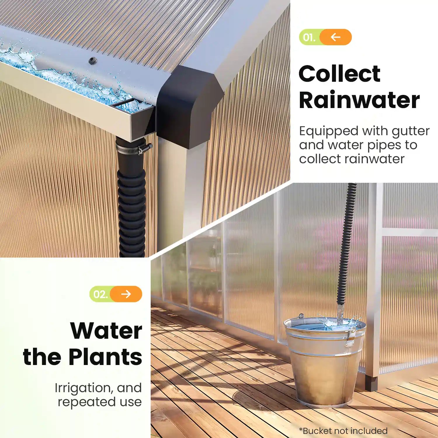 Premium Walk-in Polycarbonate Greenhouse Kit - 6'x8' Sturdy & Weatherproof Backyard Garden Greenhouse for Year-Round Planting | Perfect for Vegetables, Flowers & Seed Starting