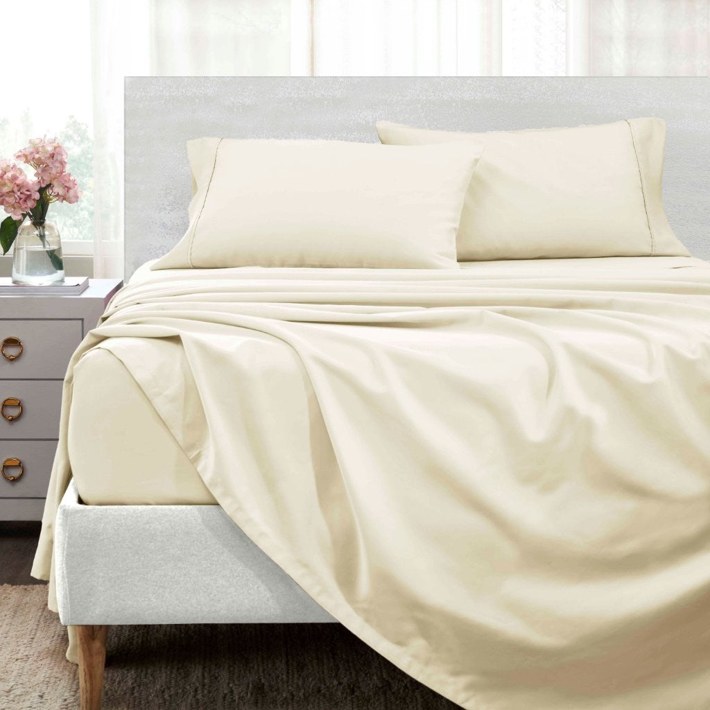 Premium 1400-1500 Thread Count Cotton Blend Deep Pocket Bed Sheet Set - Ultra Soft & Breathable for a Comfortable Sleep - Perfect for Master Bedroom, Guest Room & Dorm