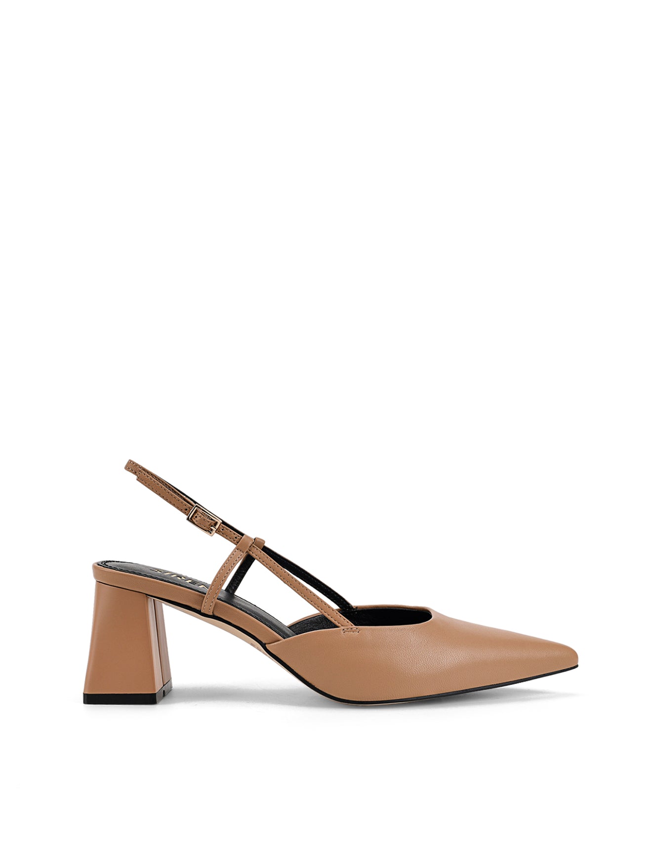 Yasmine Slingback Heels - Almond Tan Leather Women's Dress Shoes for Work, Party & Wedding | Comfortable & Stylish Mid Heel Pumps