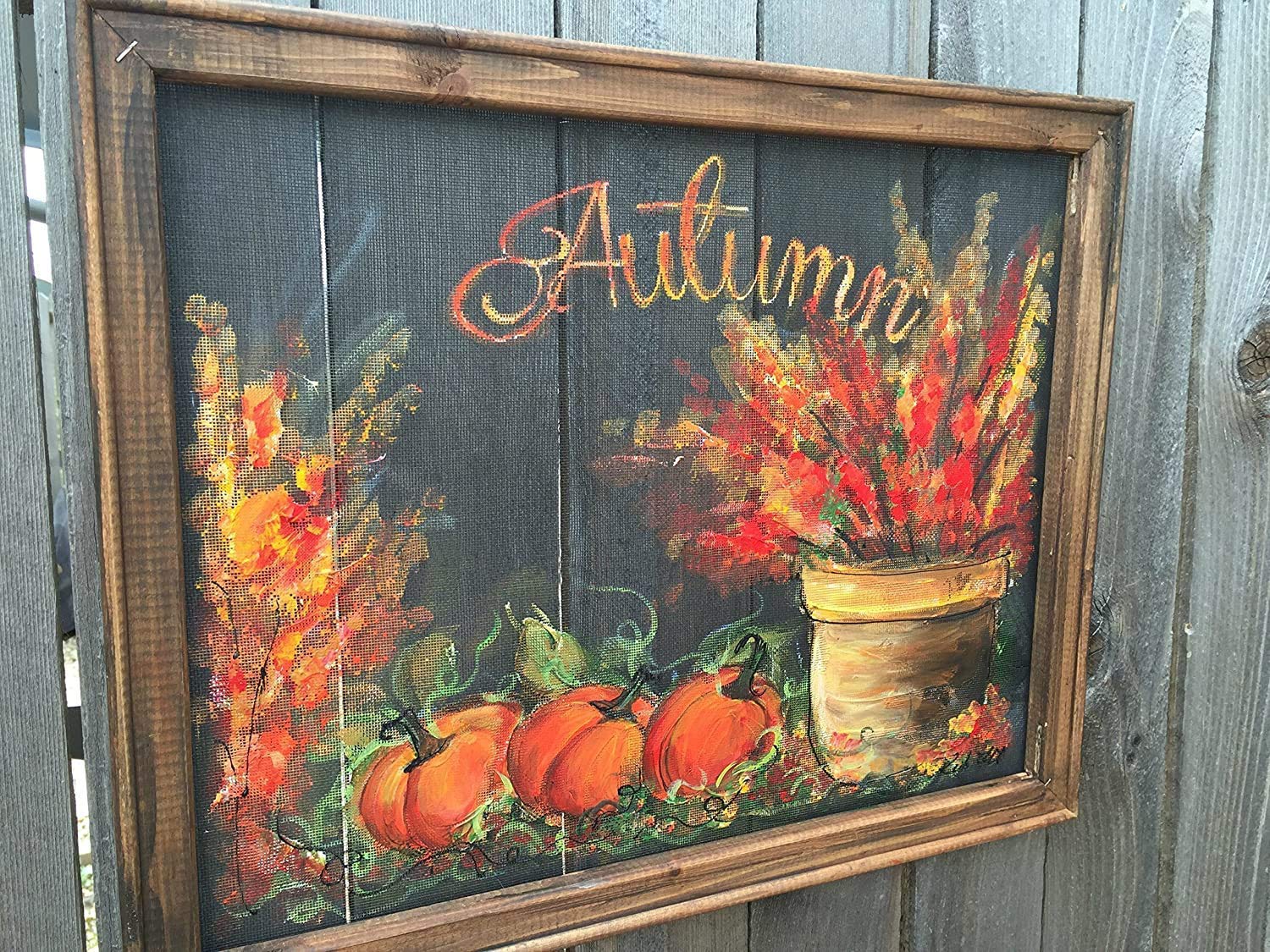 Hand Painted Fall Art Window Screen - Unique Autumn Decor Made to Order | Perfect for Seasonal Home Decoration & Gifts