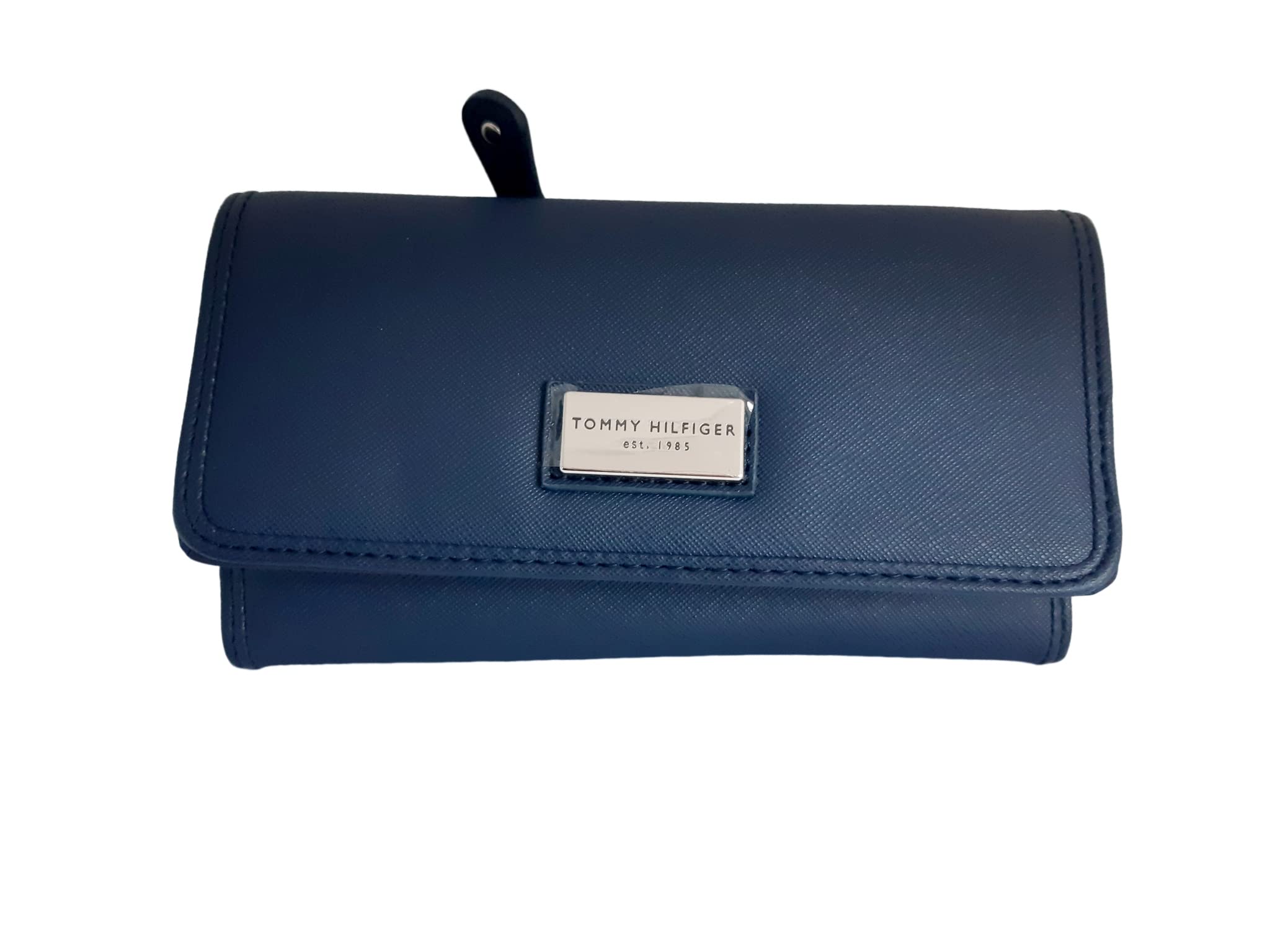 Tommy Hilfiger Men's Blue Zipper Wallet with Coin Pocket & Multiple Card Slots - RFID Protection for Passport, Vaccination Card & Travel Essentials | Stylish & Durable American Design for Everyday Use & Business Travel