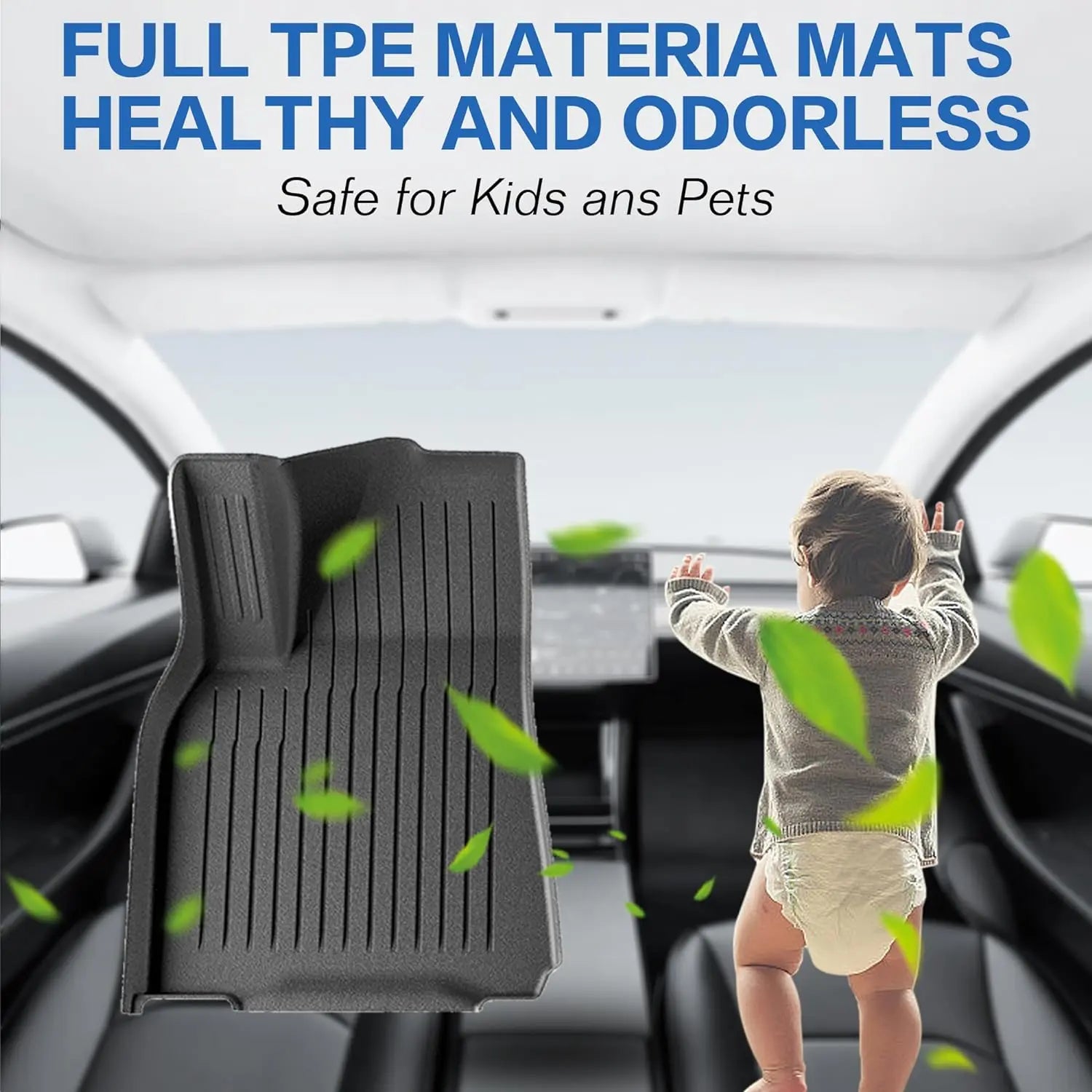 Premium All-Weather TPE Floor Mats for 2021-2024 Tesla Model Y (5 Seats) - Custom Fit Waterproof & Anti-Slip Front & Rear Full Set Car Mats - Perfect for Daily Commute, Road Trips & Winter Protection