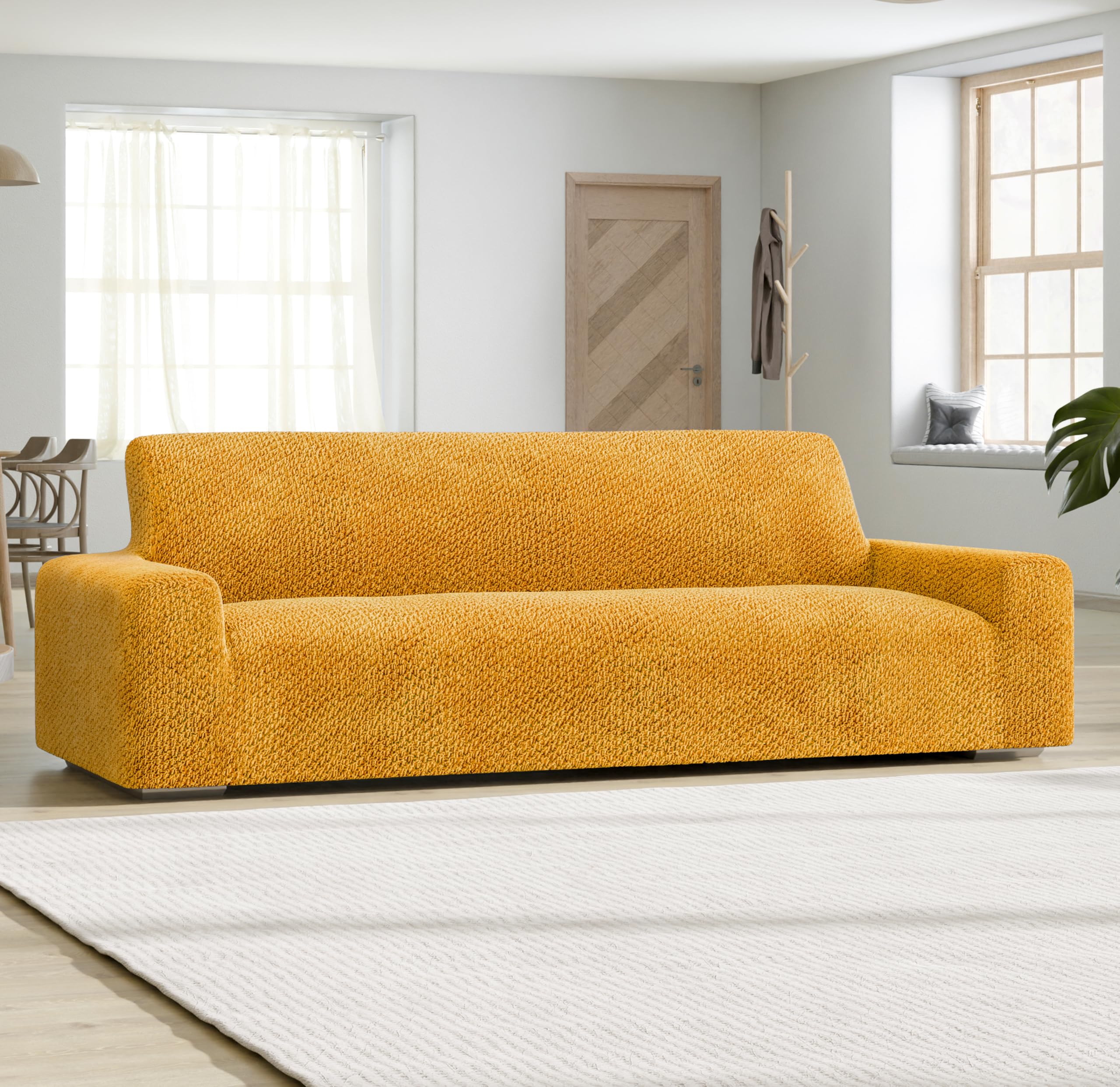 PAULATO BY GA.I.CO. Stretch Sofa Slipcover - Velvet Couch Cover Protector for Pets - Soft Polyester Fabric Washable Sofa Cover - 1-Piece Form Fit Cushion Cover (Mango) - Perfect for Living Room, Family Room & Pet-Friendly Homes
