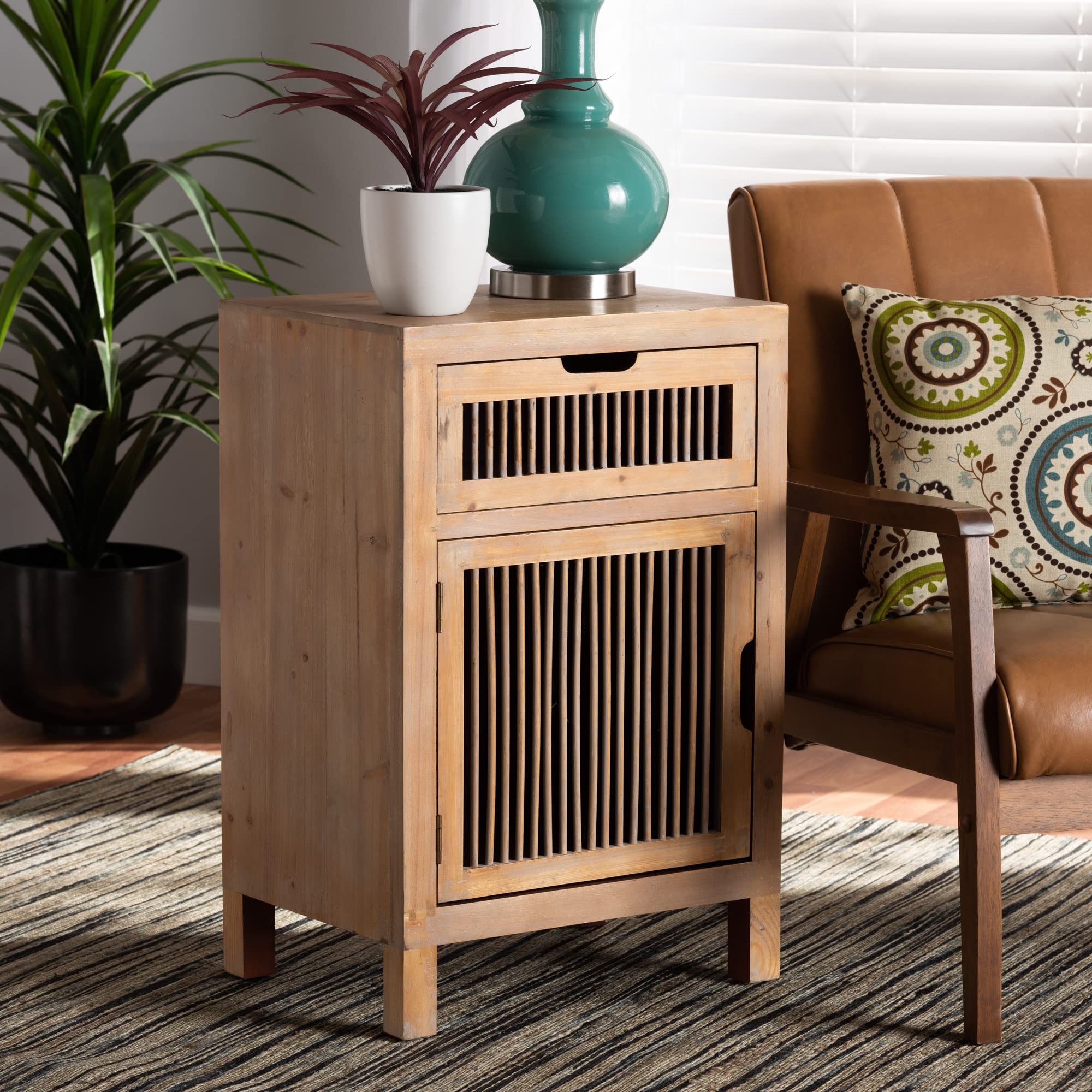 Baxton Studio Modern Nightstand - Brown Wood Bedside Table with Drawer for Bedroom Furniture, Perfect for Small Spaces & Apartment Living