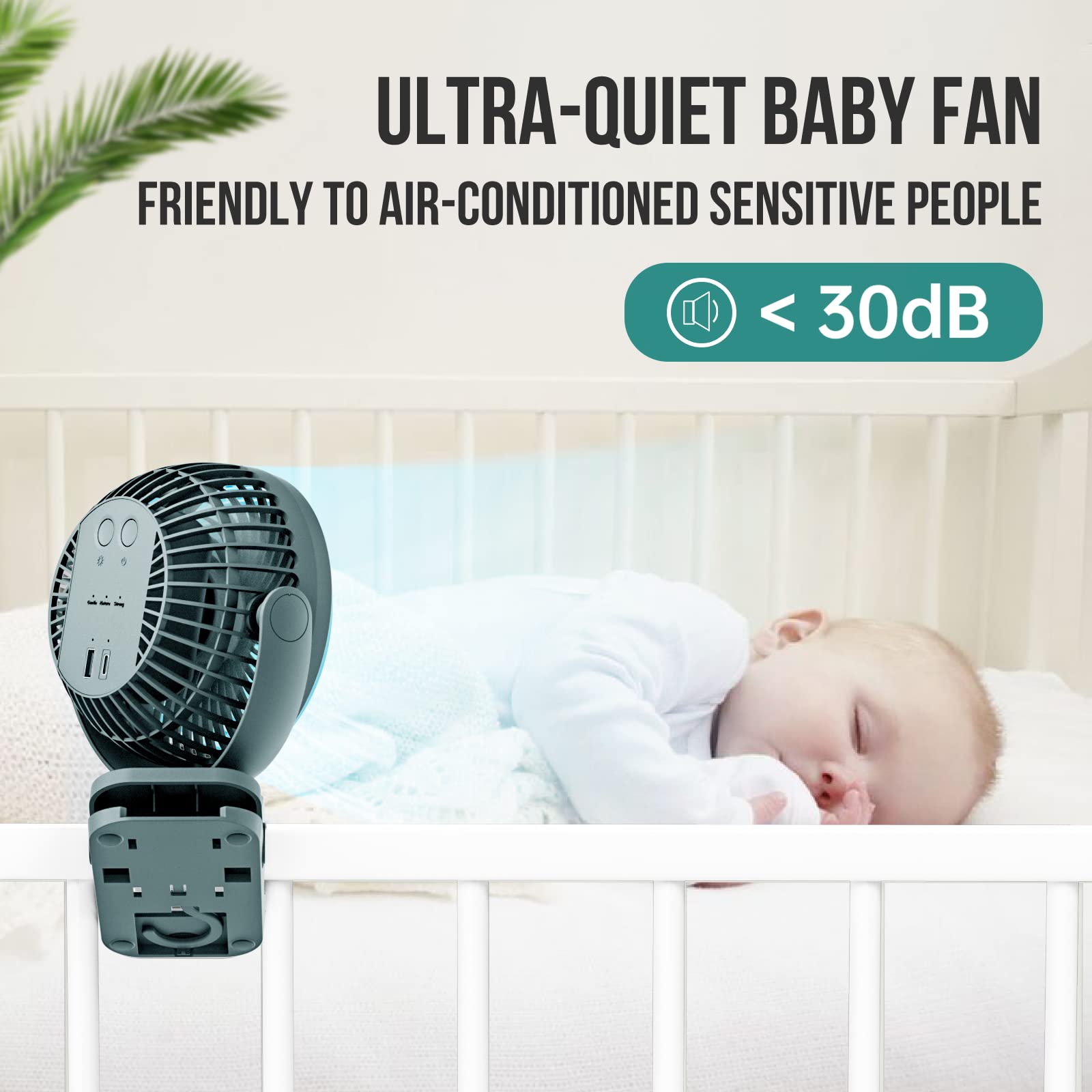 65H 12000mAh Rechargeable Camping Fan with USB Output Ports & Hanging Hook - 360° Rotatable Portable Tent Fan for Outdoor, Camping, Hiking, Home & Office Use - Green
