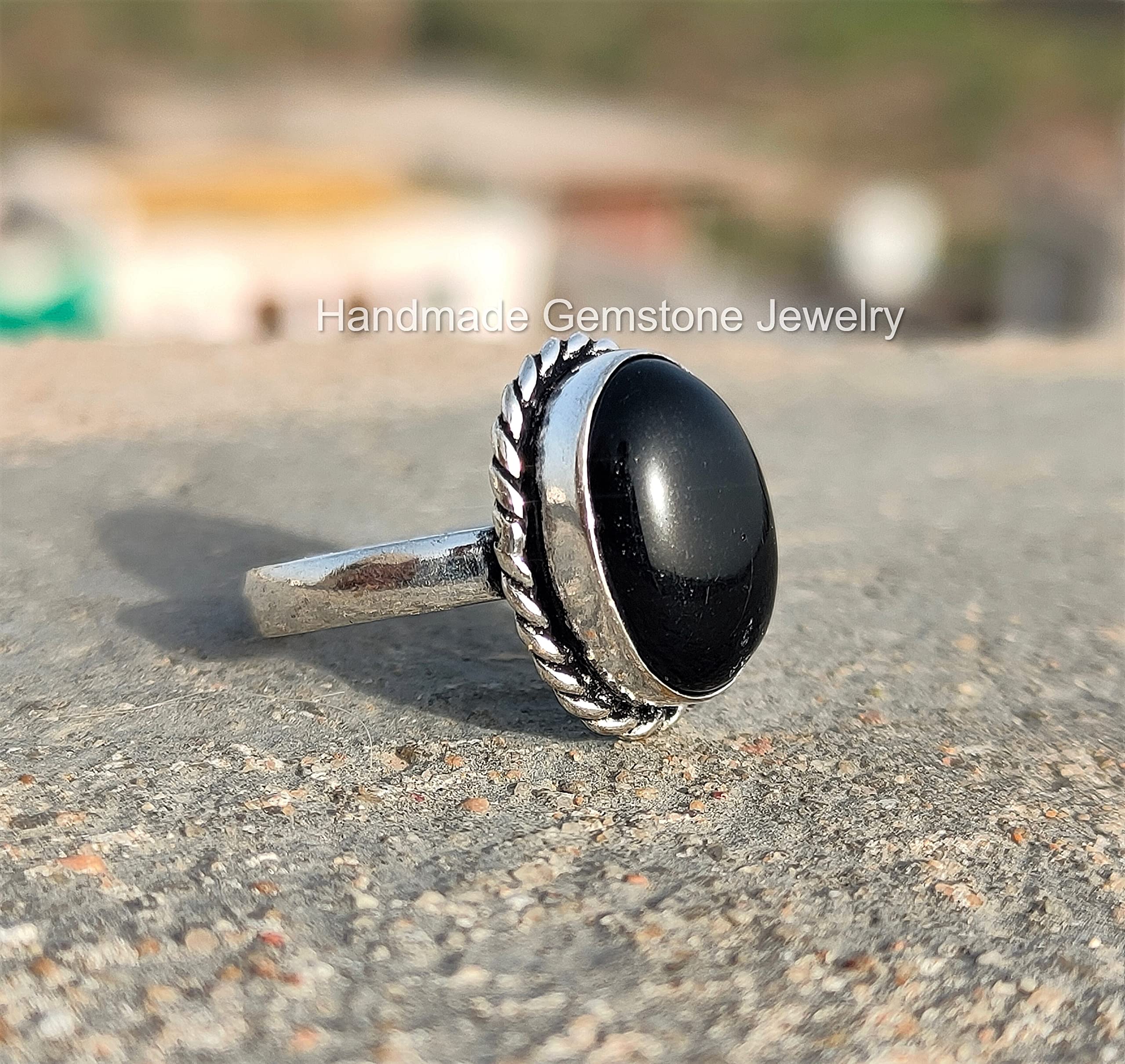 Natural Black Onyx Ring for Women - Handmade Boho Statement Jewelry with Oval Healing Crystal Stone | Dainty Everyday Gift for Her, Perfect for Spiritual Healing, Meditation & Boho Fashion Accessories